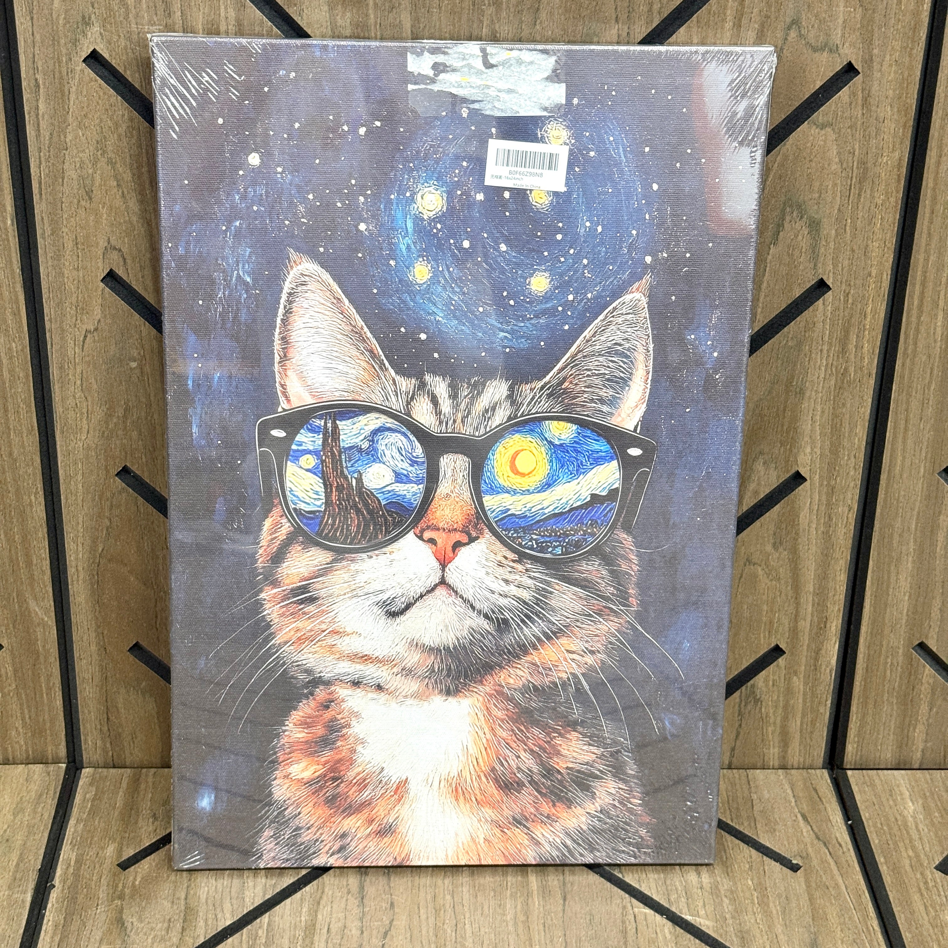 Funny Starry Night Cat Canvas Wall Art 16x24 - New Sealed