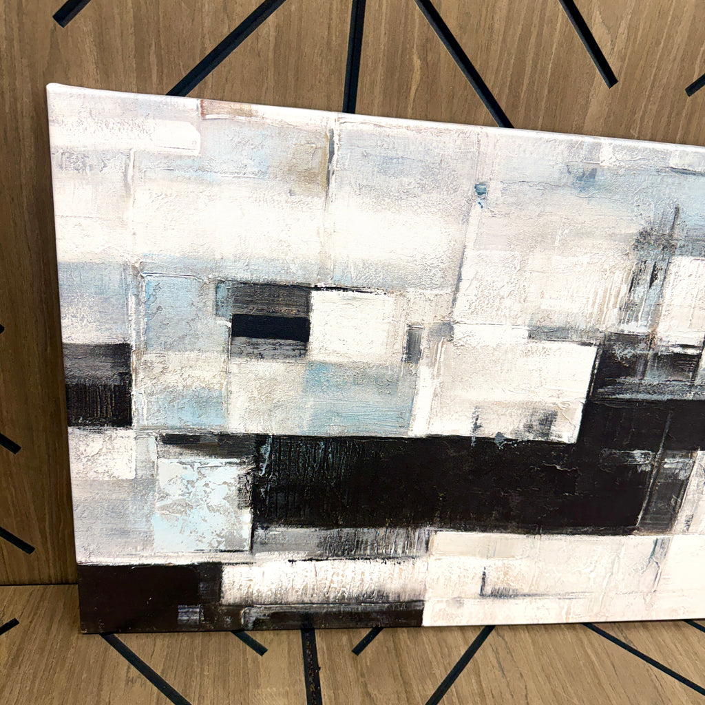 Large Modern Abstract Canvas Wall Art 24x48 | Black White Gray