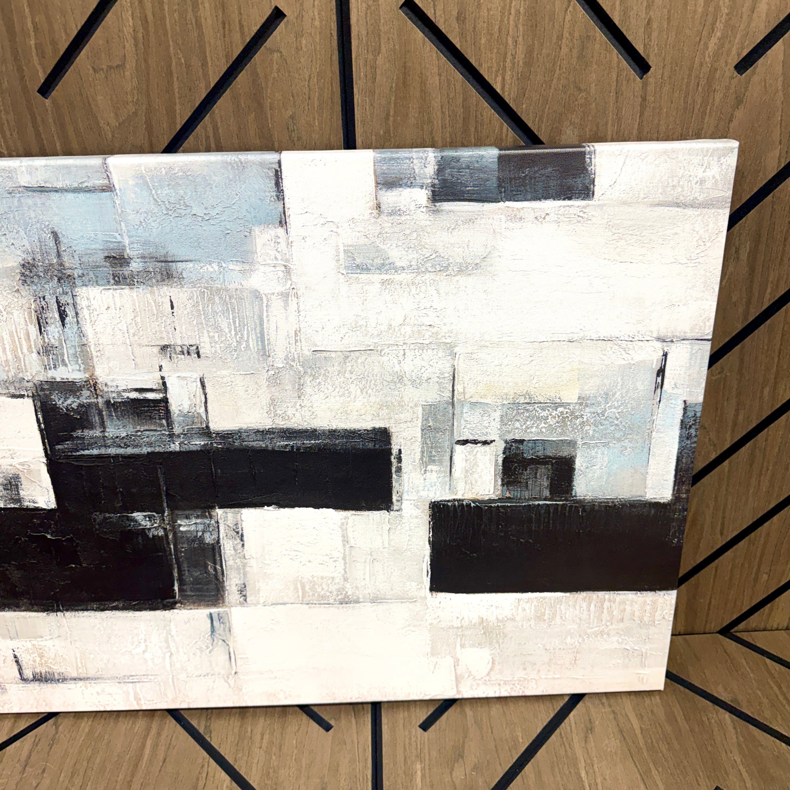 Large Modern Abstract Canvas Wall Art 24x48 | Black White Gray