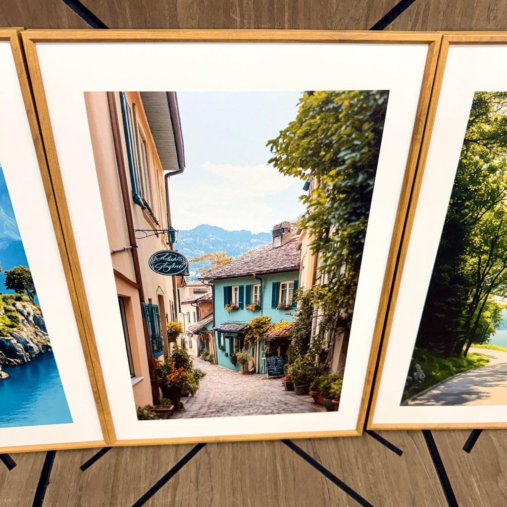 Large 16x24 Framed Coastal Wall Art Set of 3 | European Village