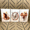 Western Cowboy Canvas Wall Art Set | 3-Piece Farmhouse Prints