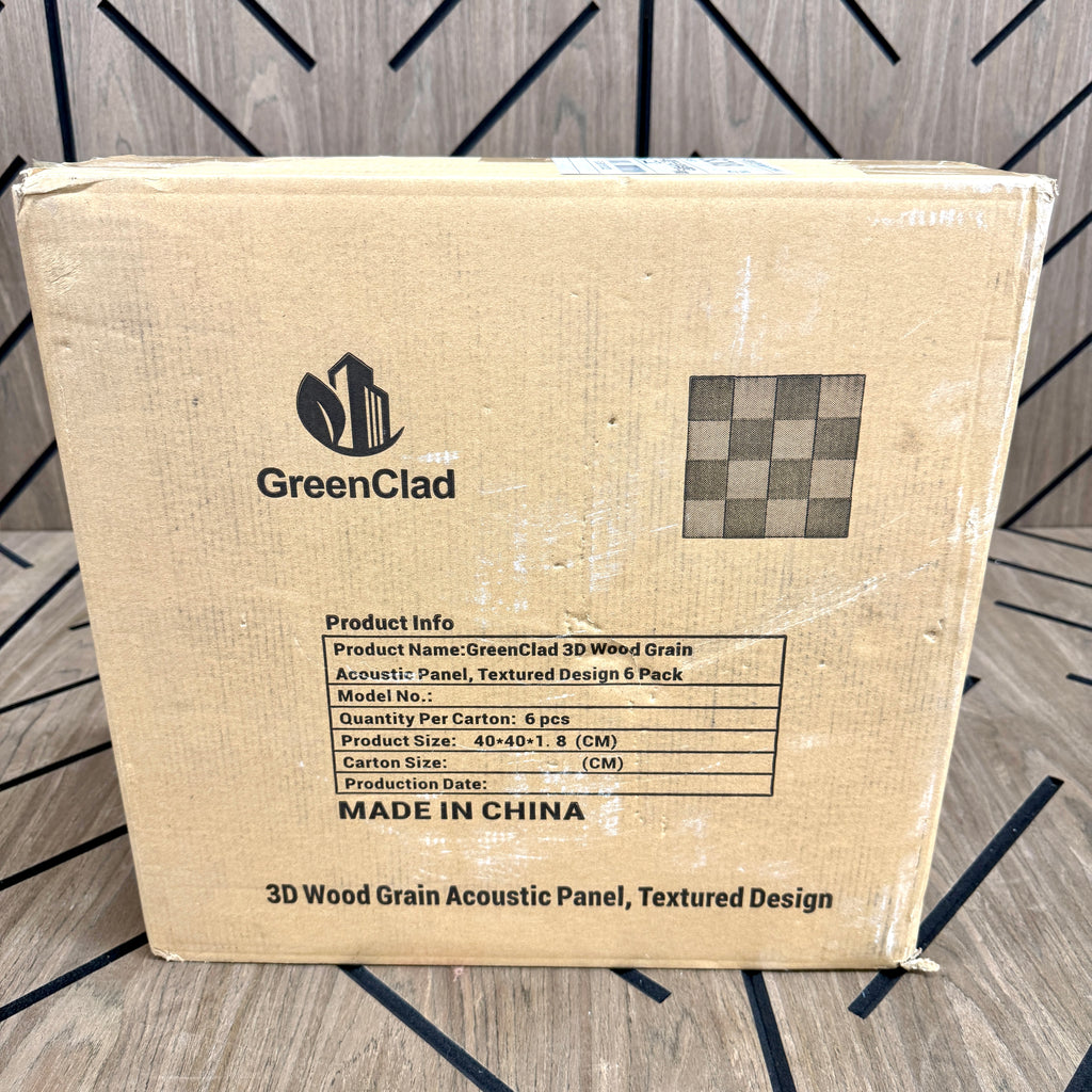 GreenClad 6-Pack 3D Acoustic Wall Panels | Natural Ash Wood Grain