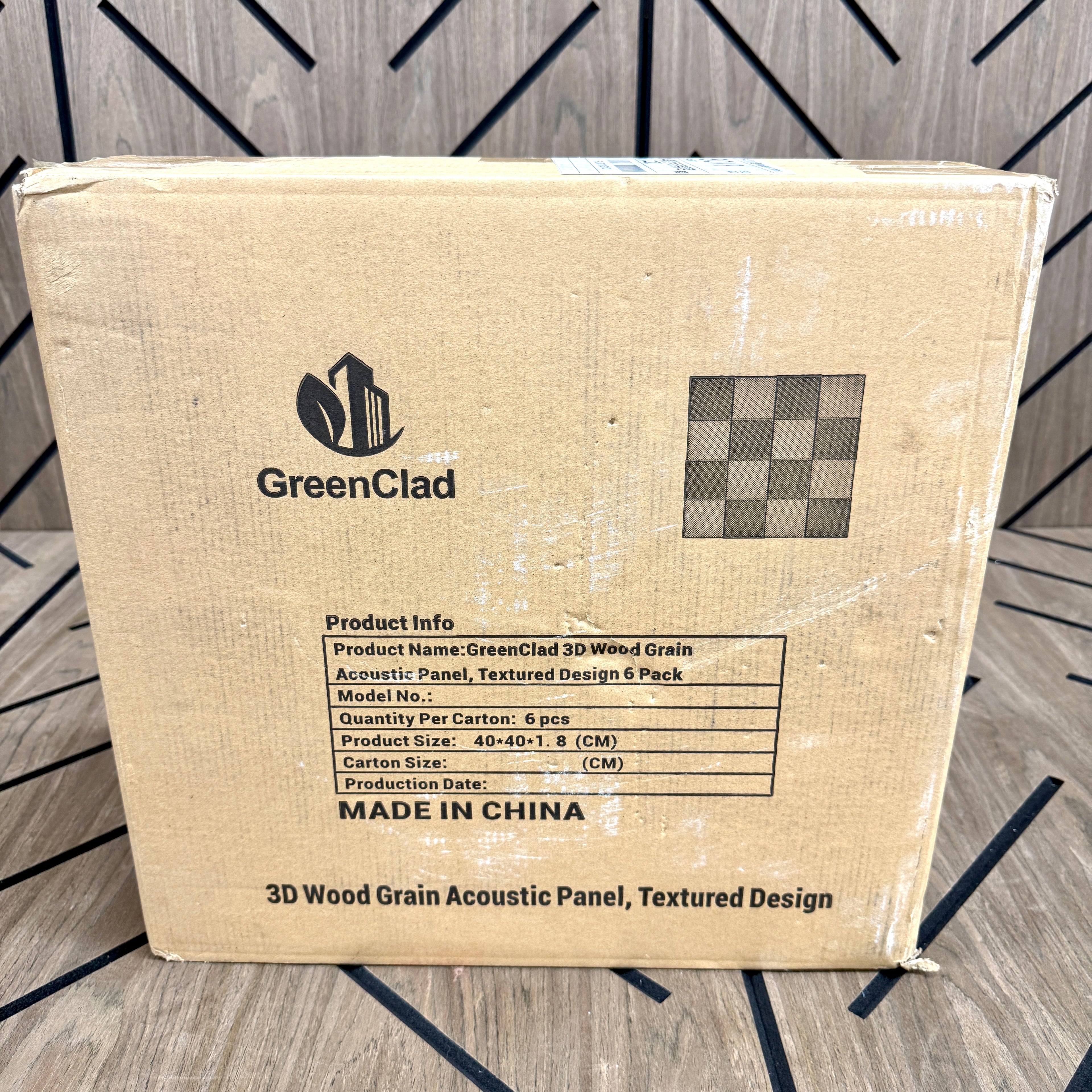 GreenClad 6-Pack 3D Acoustic Wall Panels | Natural Ash Wood Grain