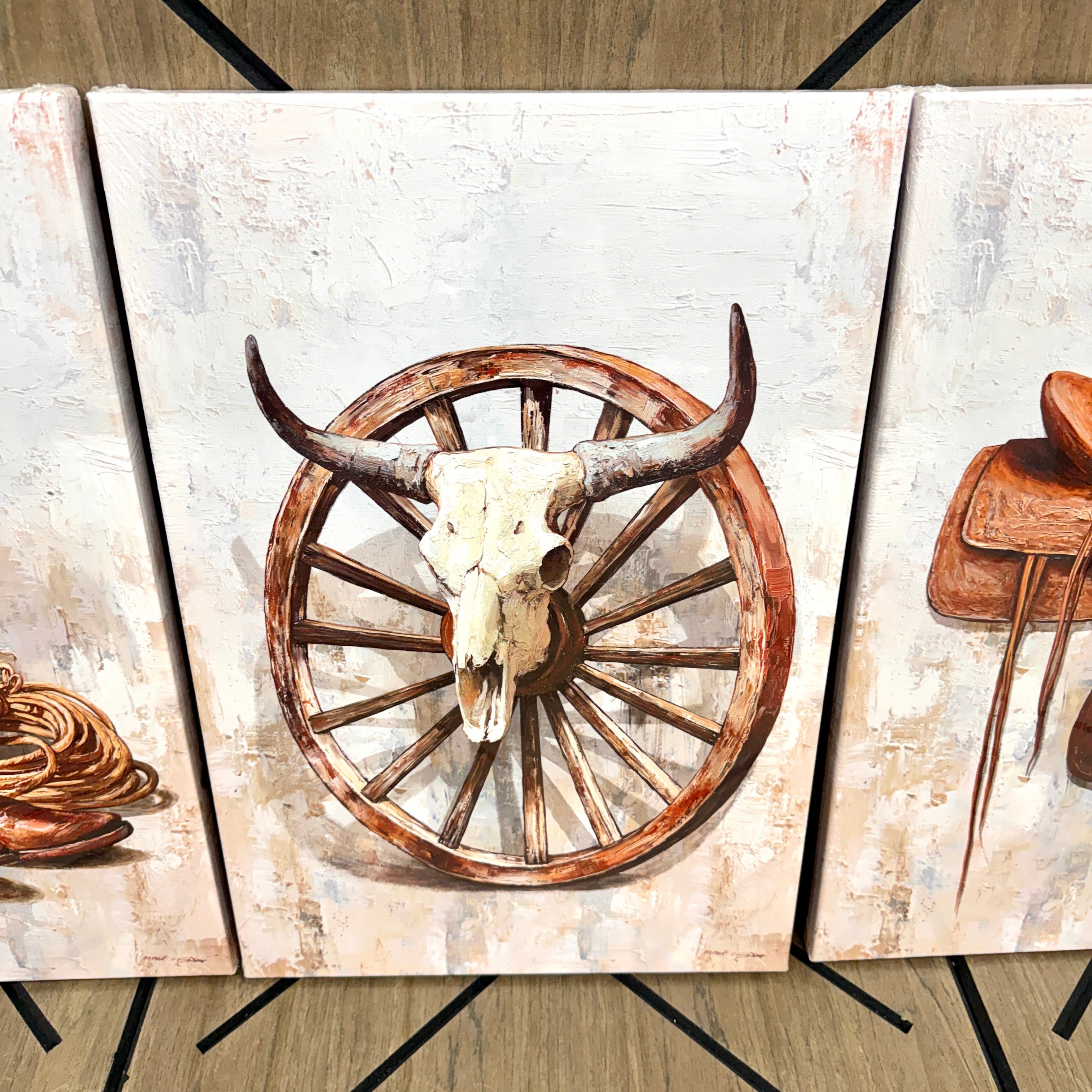 Western Cowboy Canvas Wall Art Set | 3-Piece Farmhouse Prints