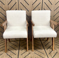 Modern Upholstered Dining Chairs Set of 2 – Wood Frame – Beige Fabric