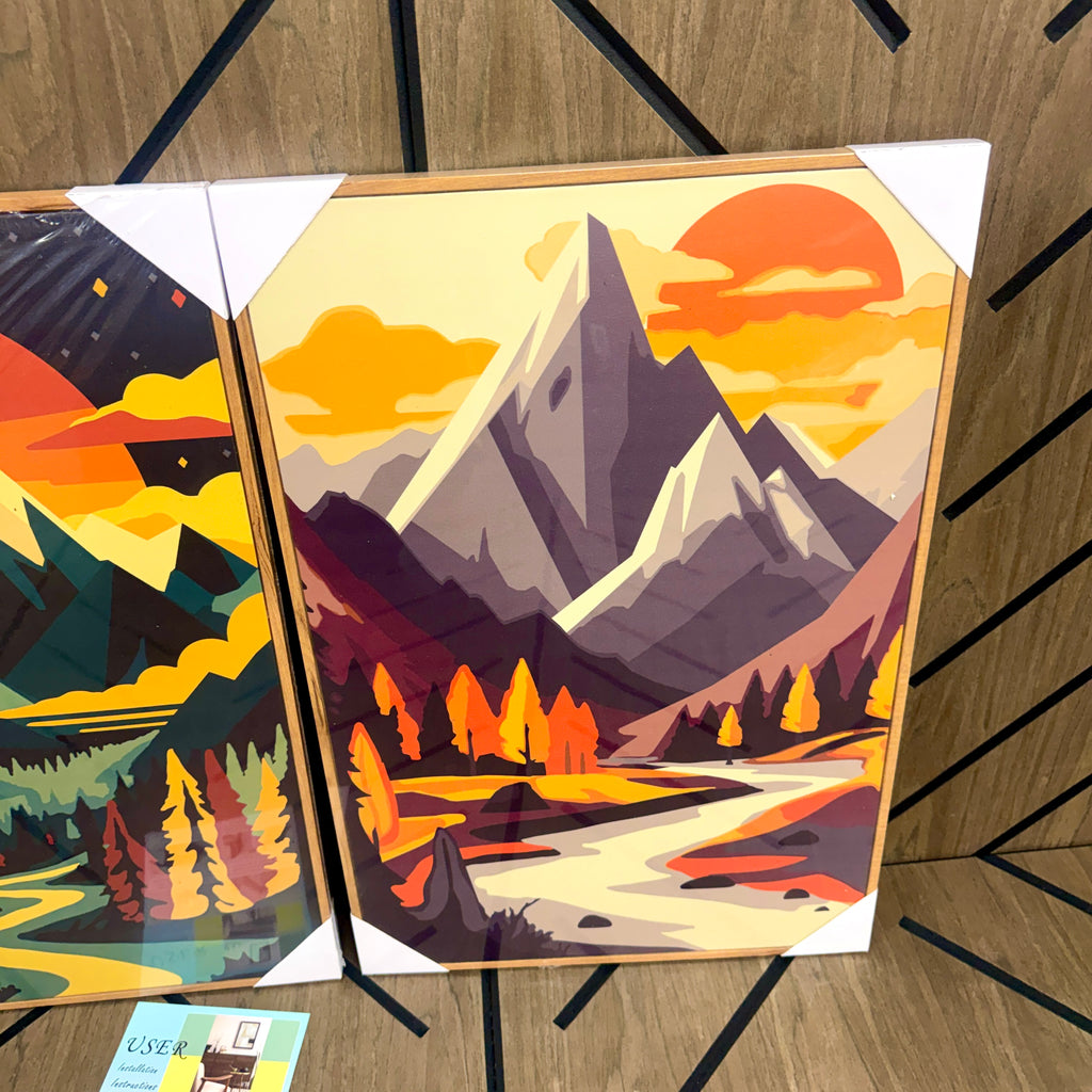 Large 3-Piece Framed Mountain Wall Art Set (16x24)
