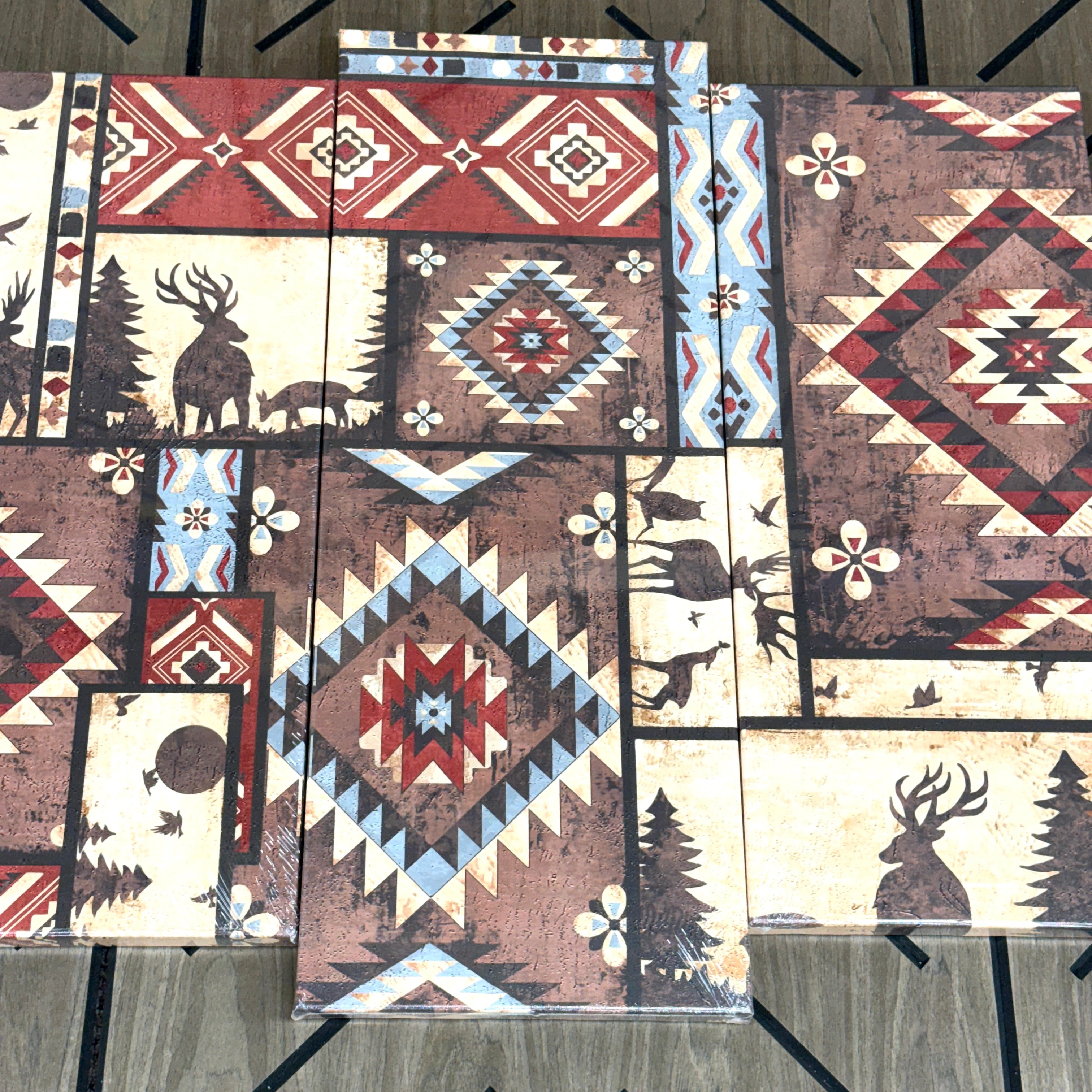 5 Piece Aztec Lodge Canvas Wall Art Set