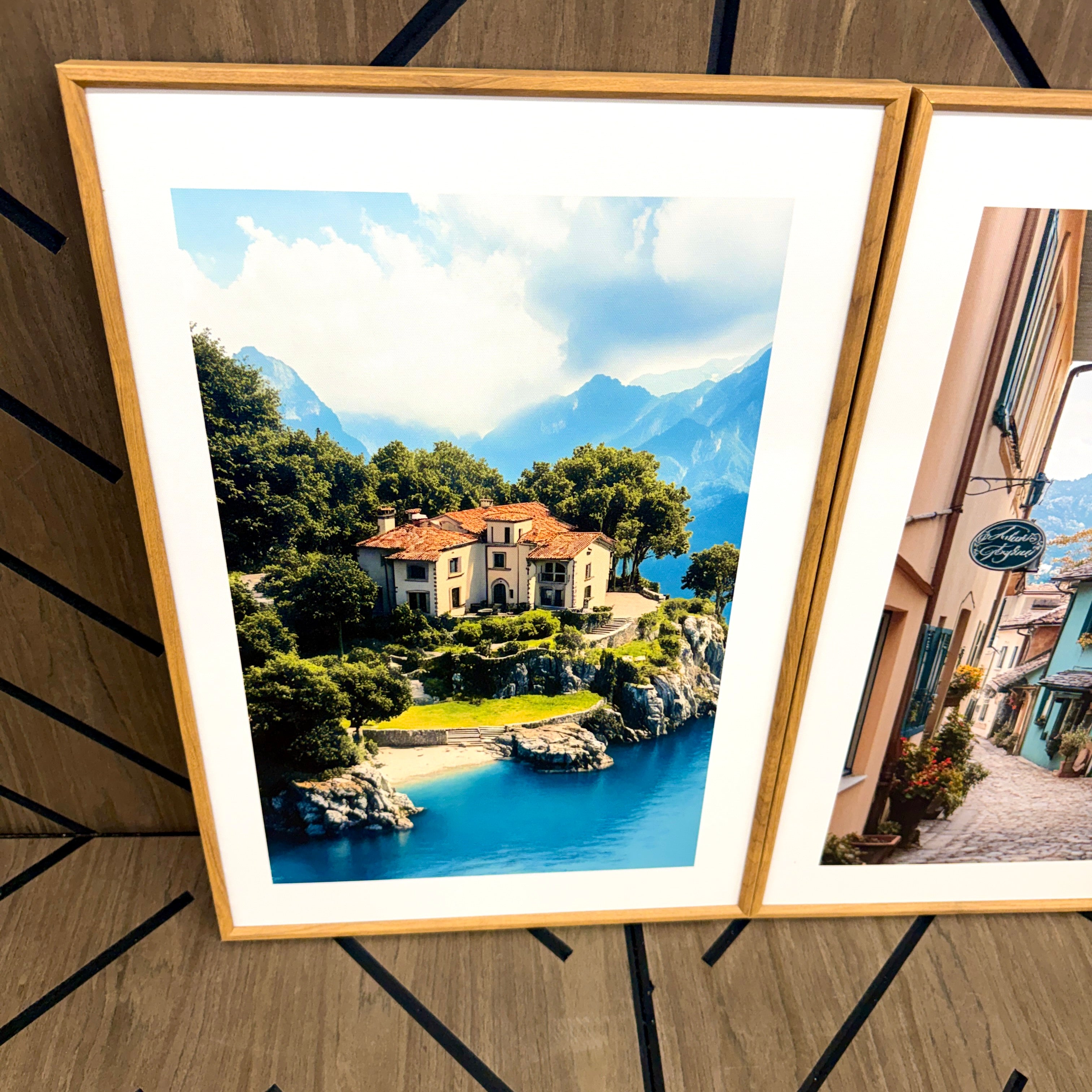 Large 16x24 Framed Coastal Wall Art Set of 3 | European Village