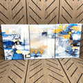 GIFTWART 3-Piece Blue & Gold Abstract Canvas Wall Art | 71x36