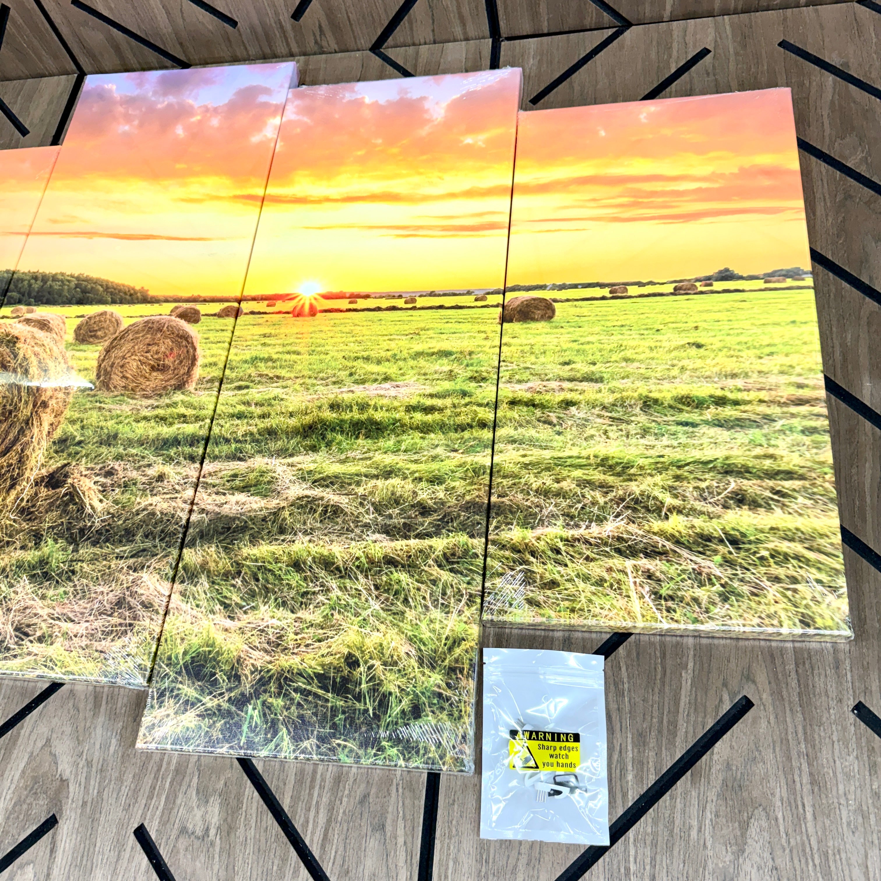 4-Piece Farmhouse Canvas Wall Art Set | Sunset Country Landscape