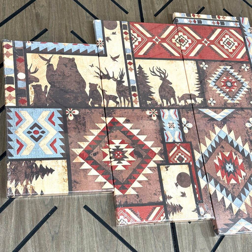 5 Piece Aztec Lodge Canvas Wall Art Set