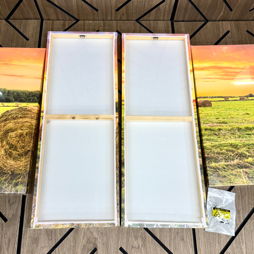 4-Piece Farmhouse Canvas Wall Art Set | Sunset Country Landscape