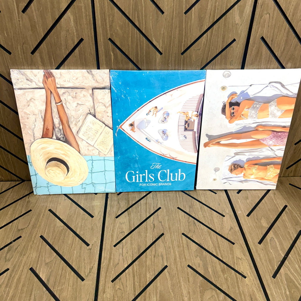 3pc Coastal Beach Canvas Wall Art Set 16x24 | Yacht Pool Summer Decor