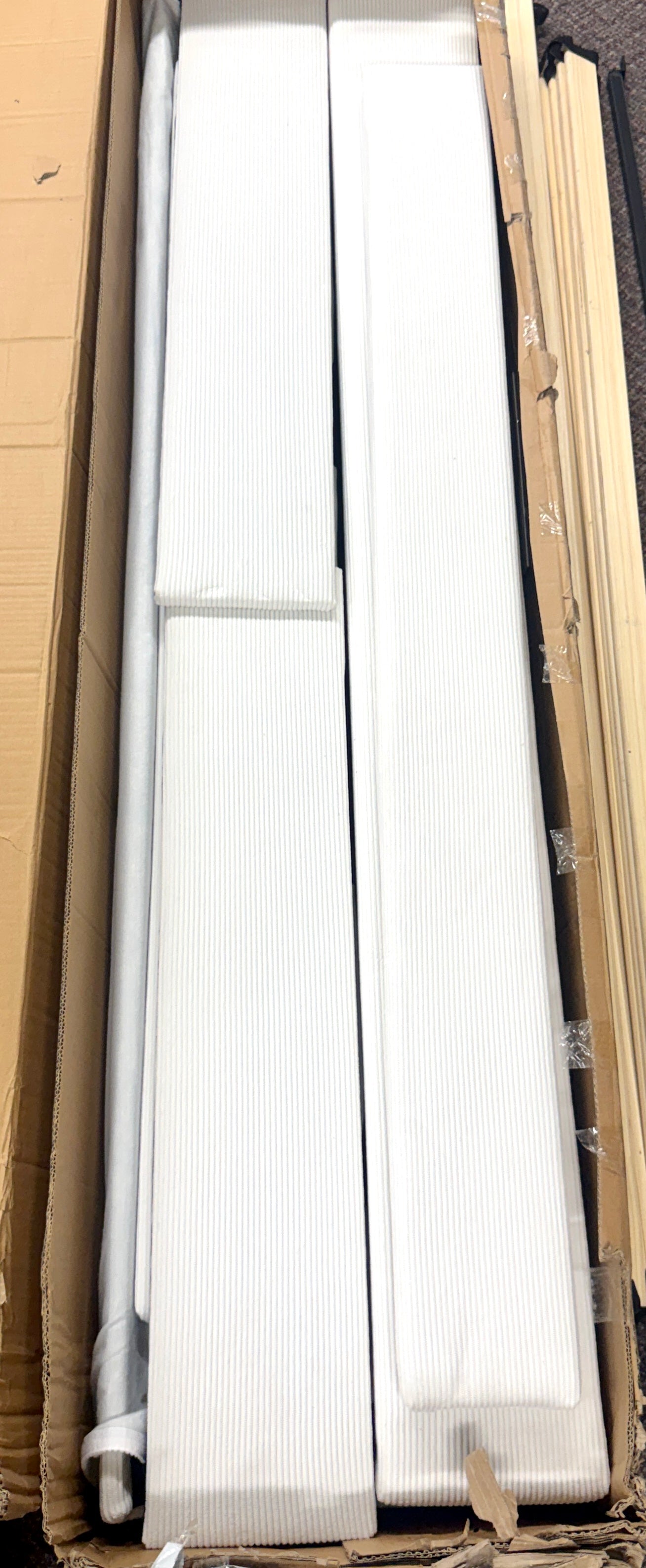 Queen Corduroy Platform Bed Frame with Tall Wingback Headboard - Cream