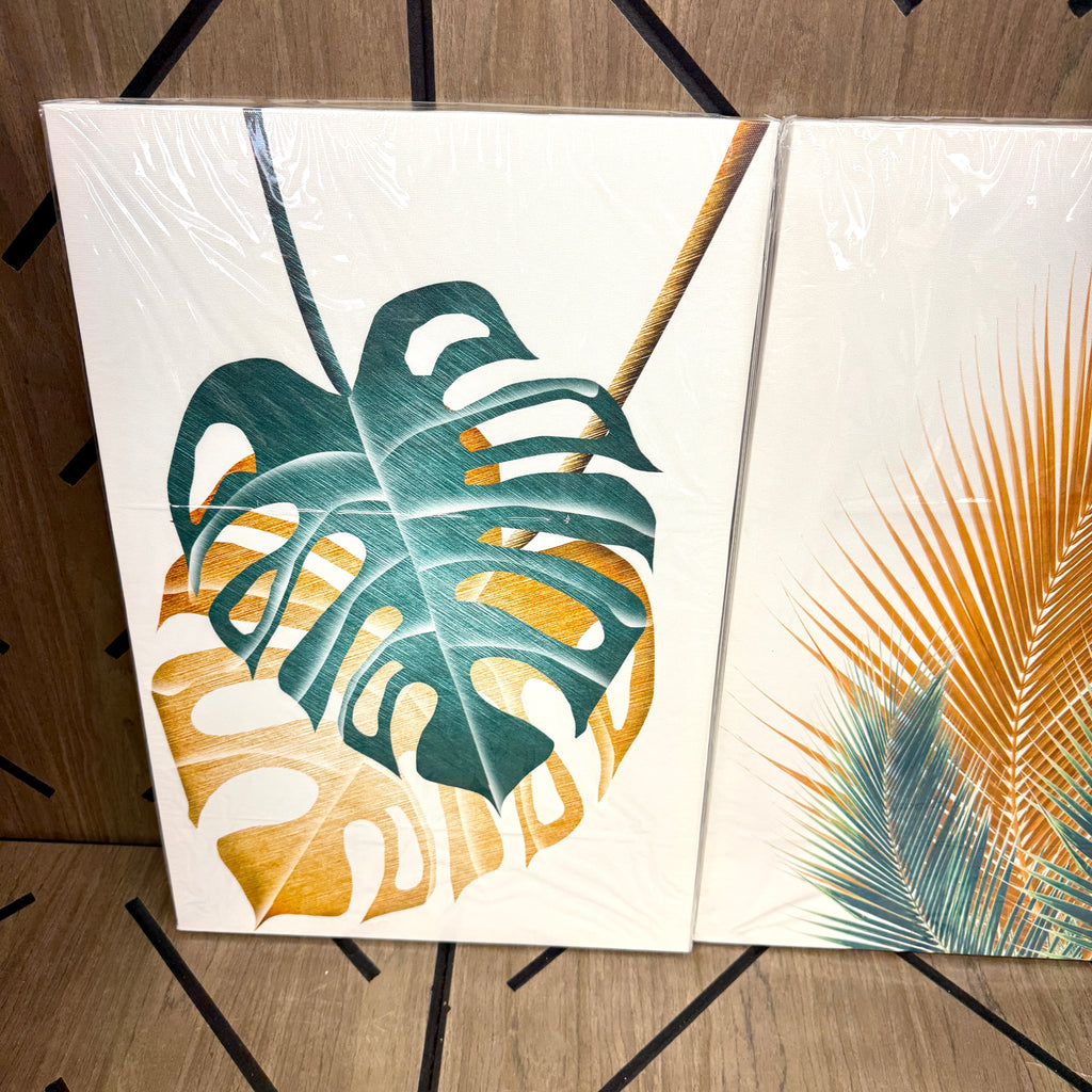 3-Piece Tropical Leaf Canvas Wall Art Set | Monstera & Palm Prints