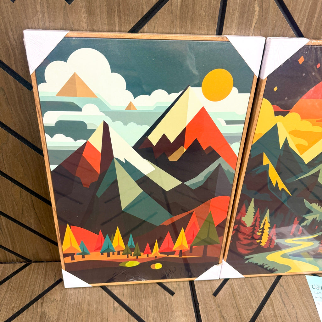 Large 3-Piece Framed Mountain Wall Art Set (16x24)