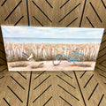 Large Coastal Beach Canvas Wall Art 48x24 | Blue Bicycle Seaside
