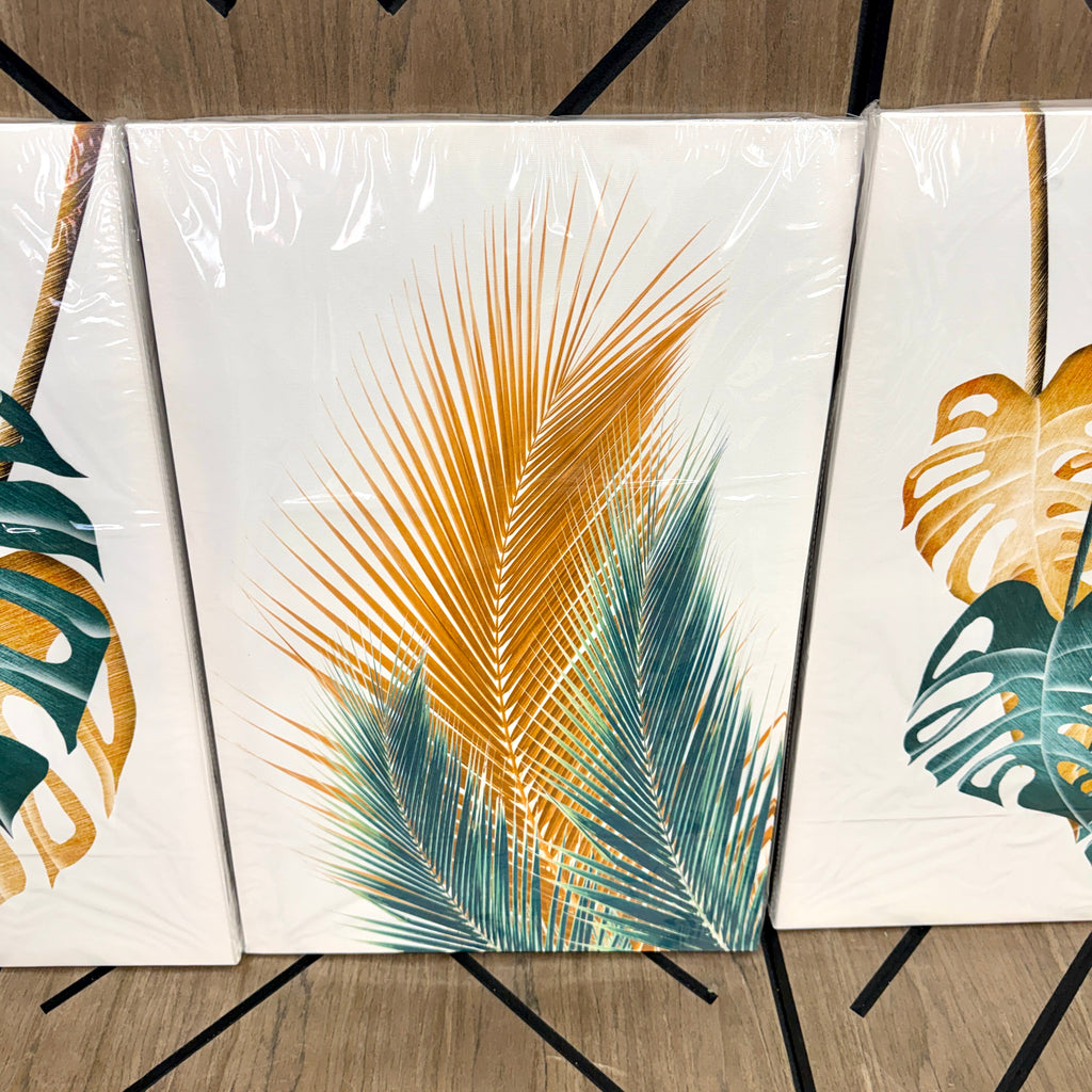 3-Piece Tropical Leaf Canvas Wall Art Set | Monstera & Palm Prints