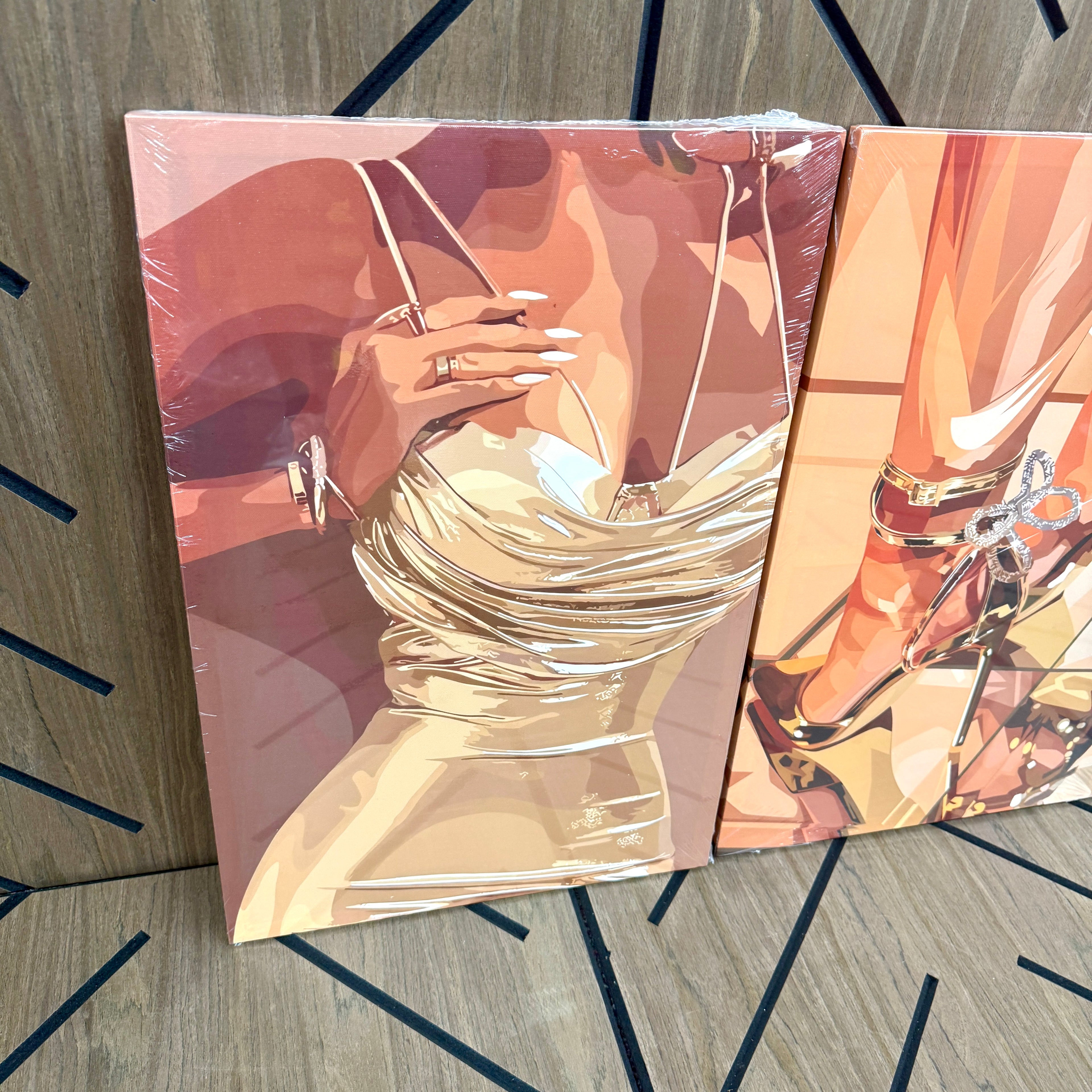 3-Piece Black Woman Canvas Wall Art Set – 16x24 Large Framed Glam Decor