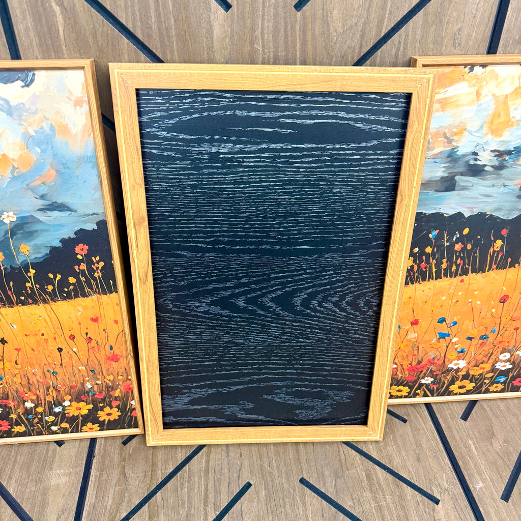Large 16x24 Framed Wildflower Canvas Wall Art Set of 3