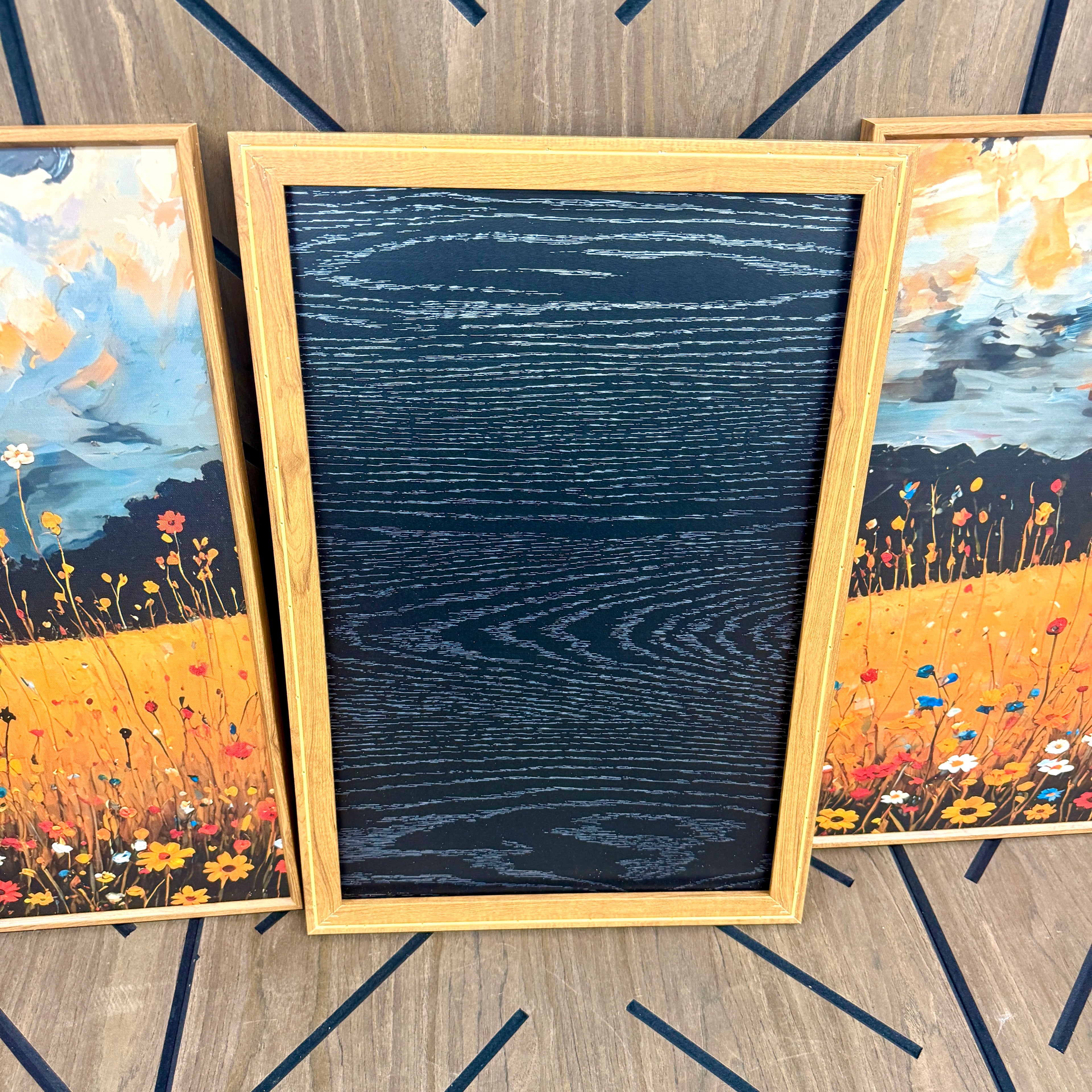 Large 16x24 Framed Wildflower Canvas Wall Art Set of 3