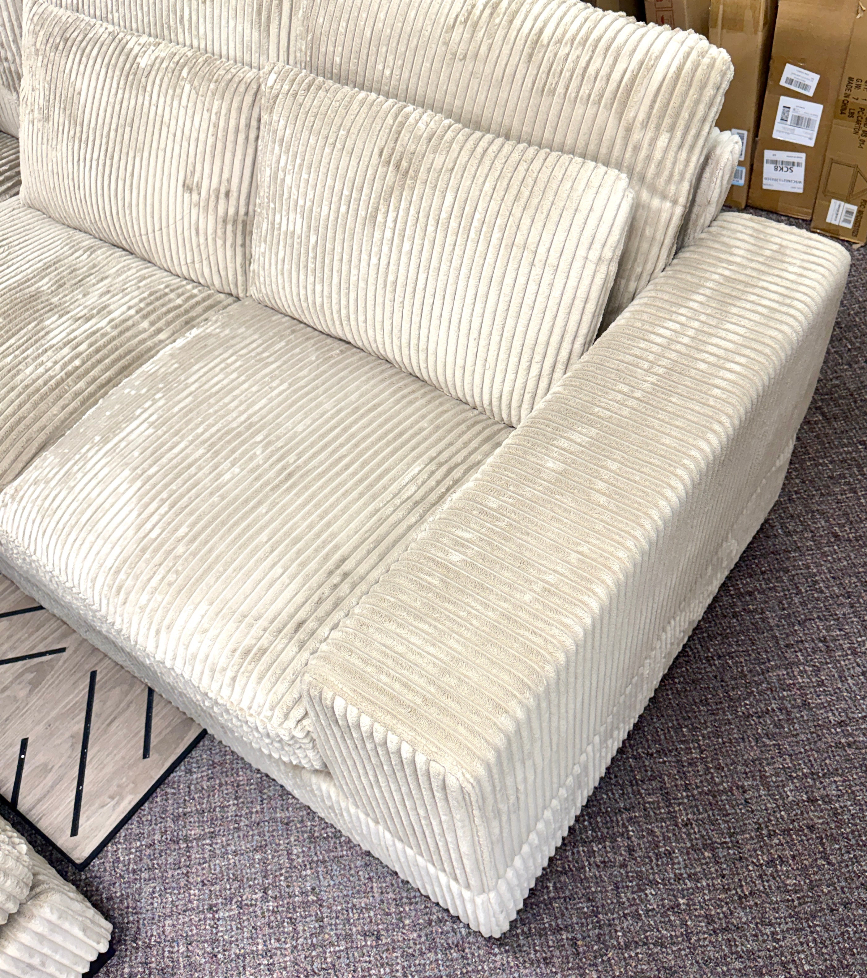 Everly Quinn Laguna Corduroy Modular Sofa w/ Ottoman | Cream