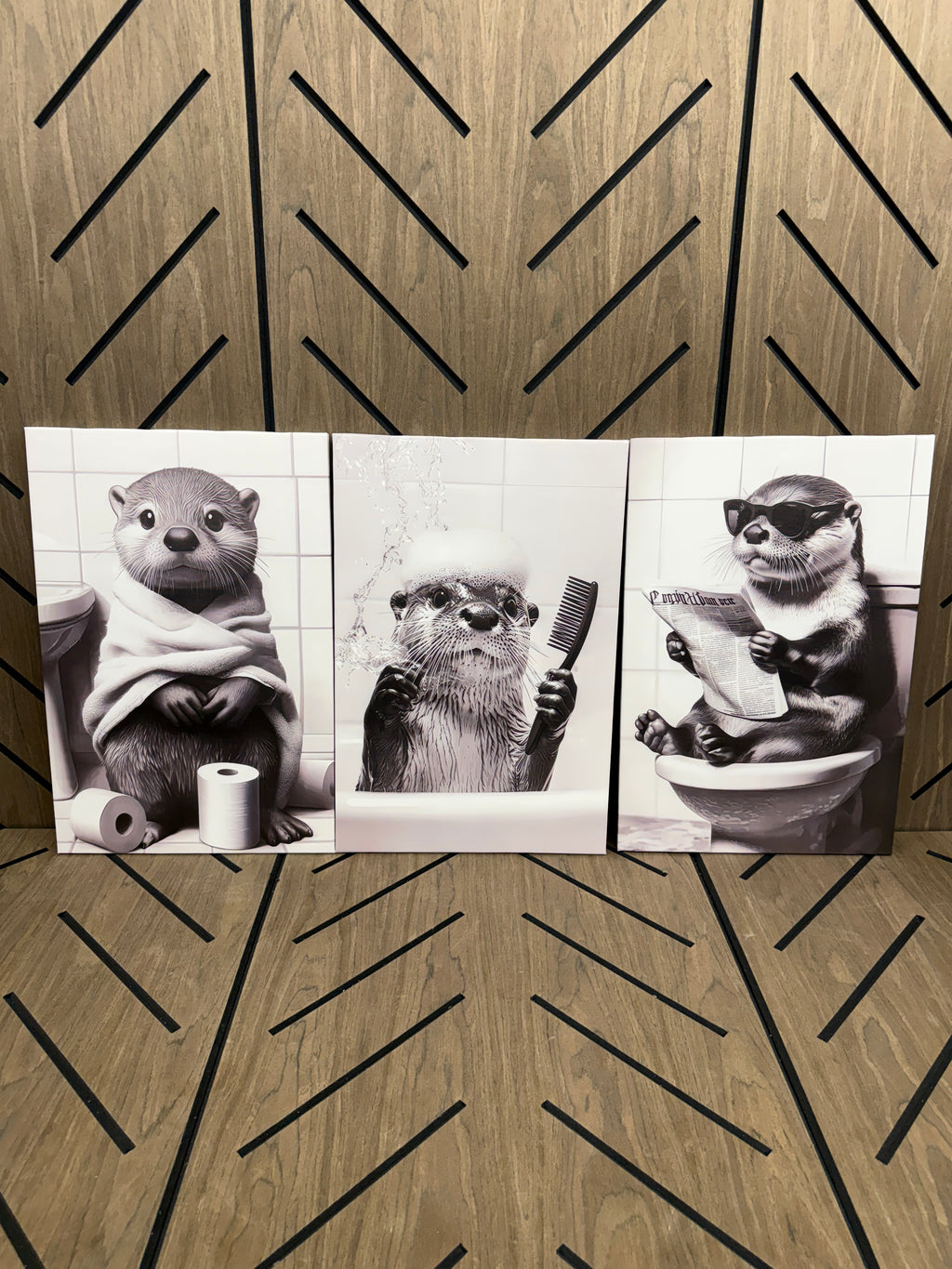 Funny Otter Bathroom Wall Art Set (3)