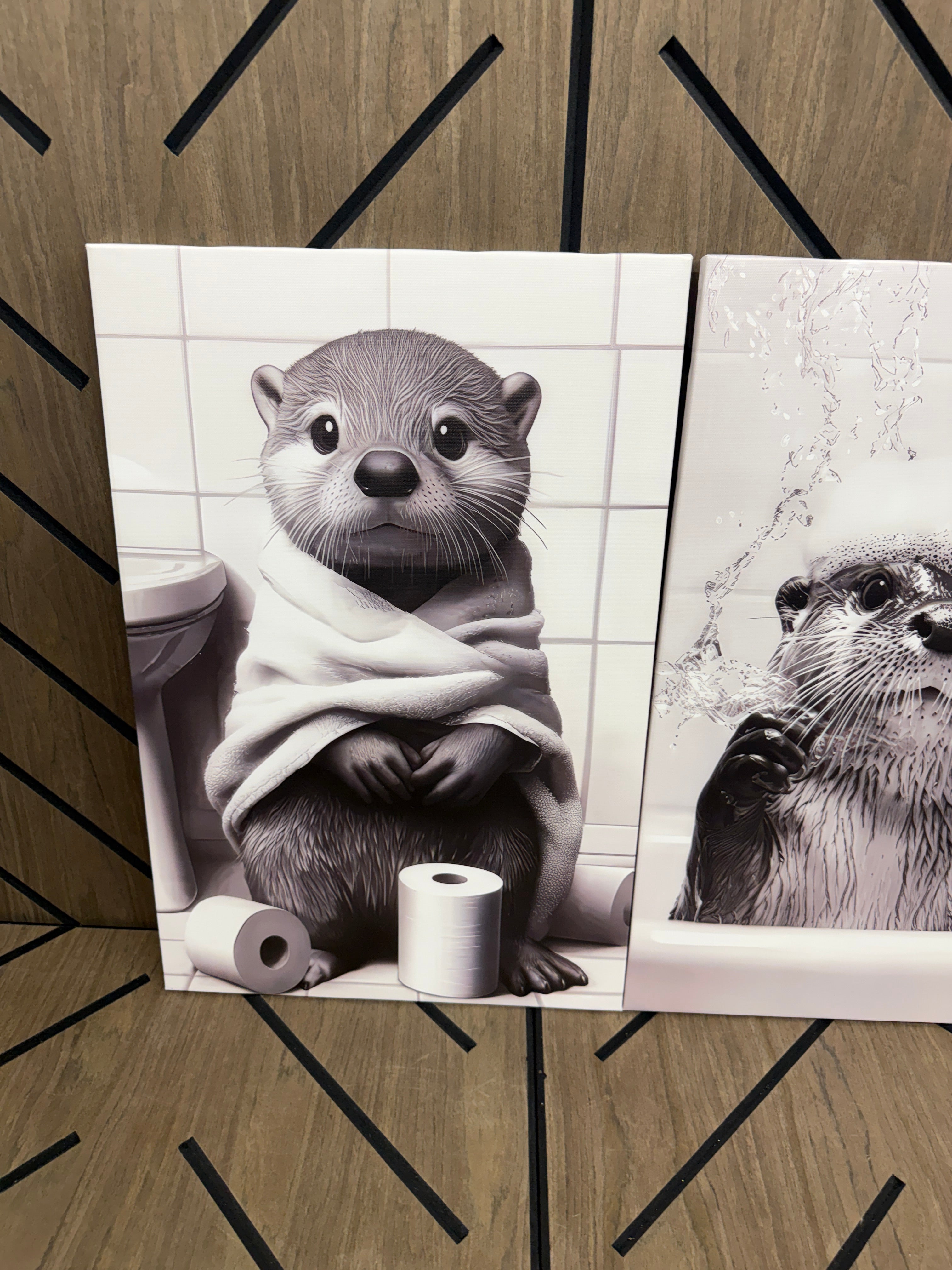 Funny Otter Bathroom Wall Art Set (3)