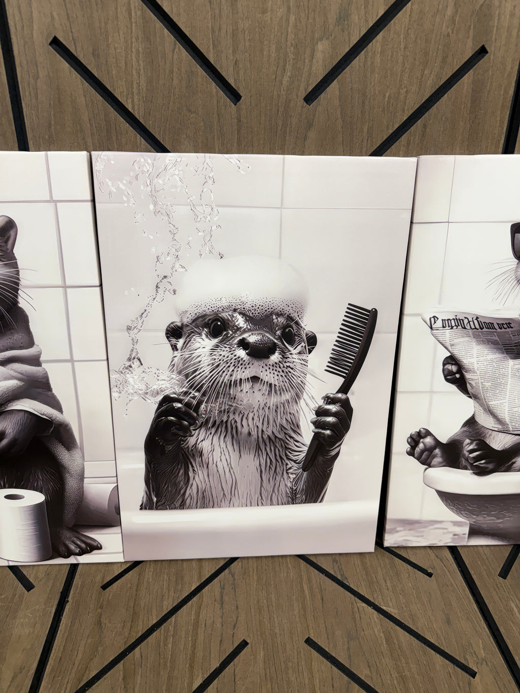 Funny Otter Bathroom Wall Art Set (3)