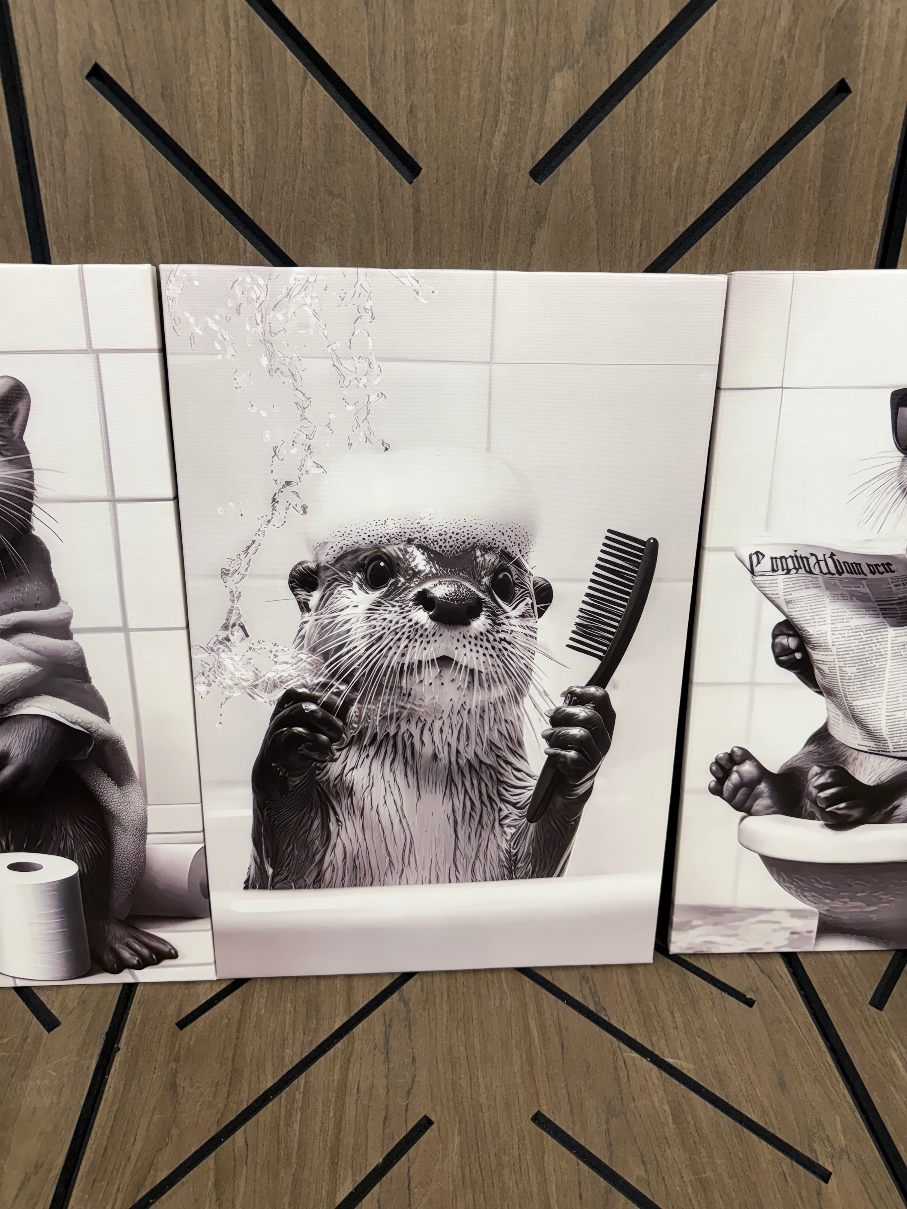 Funny Otter Bathroom Wall Art Set (3)