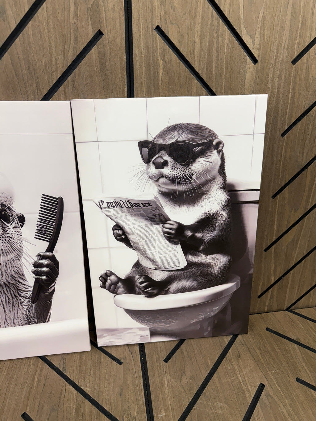 Funny Otter Bathroom Wall Art Set (3)