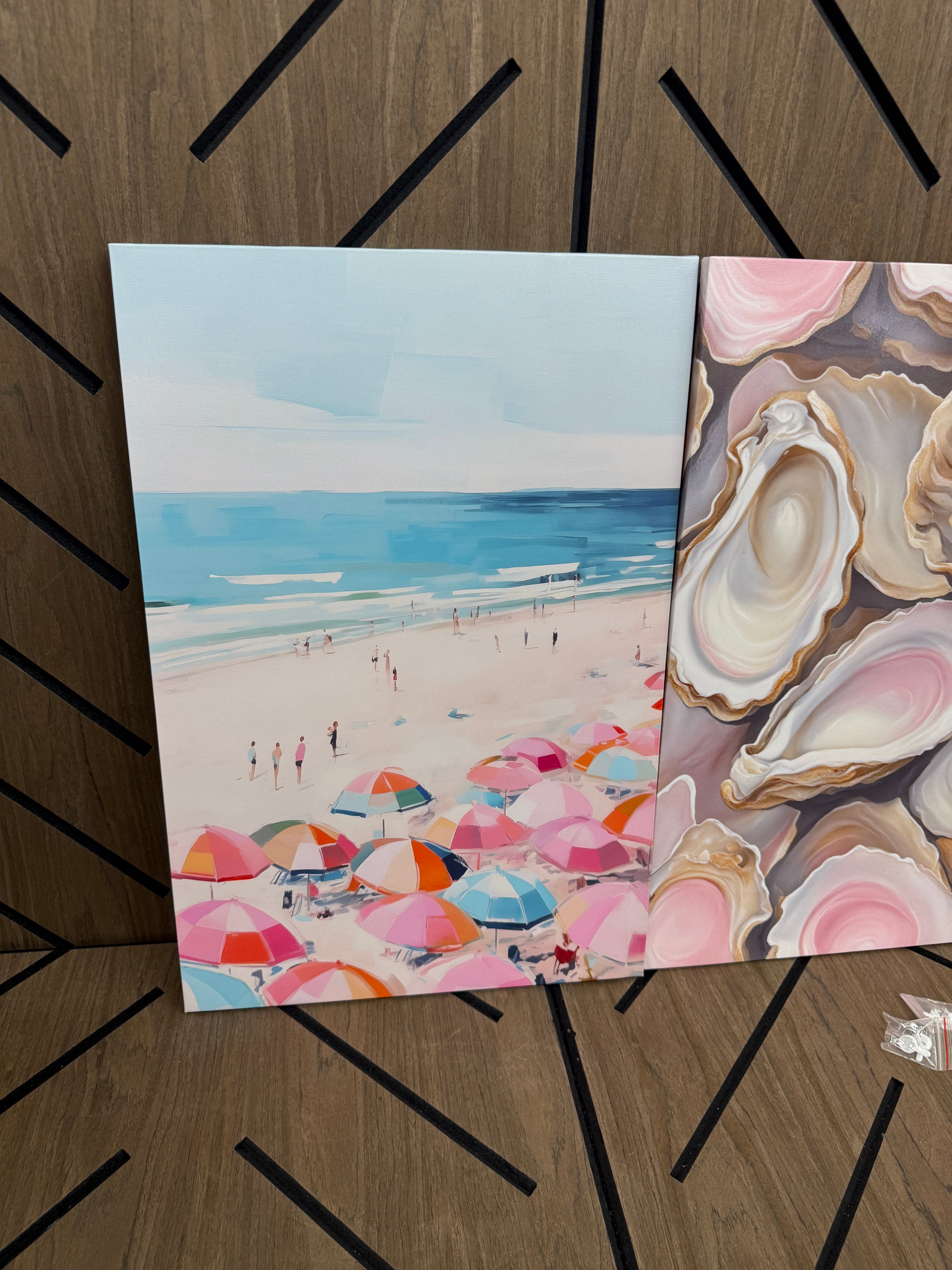 3-Piece Pink Coastal Beach Canvas Wall Art Set | Framed Ocean