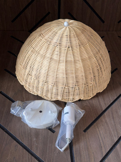 17" Boho Rattan Semi Flush Mount Ceiling Light