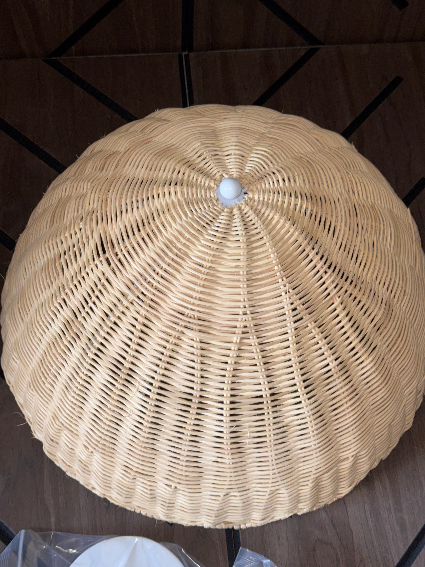 17" Boho Rattan Semi Flush Mount Ceiling Light