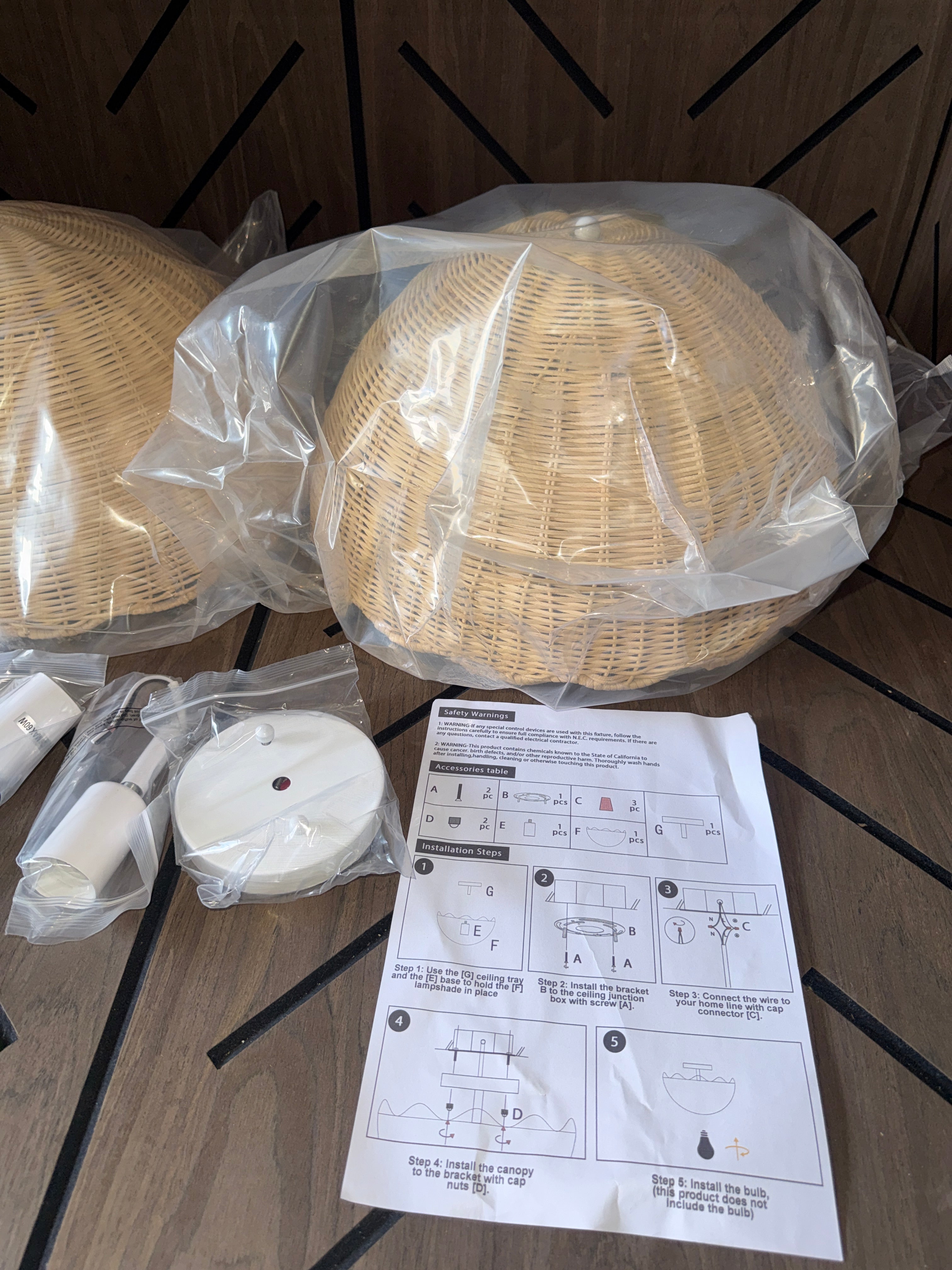 17" Boho Rattan Semi Flush Mount Ceiling Light