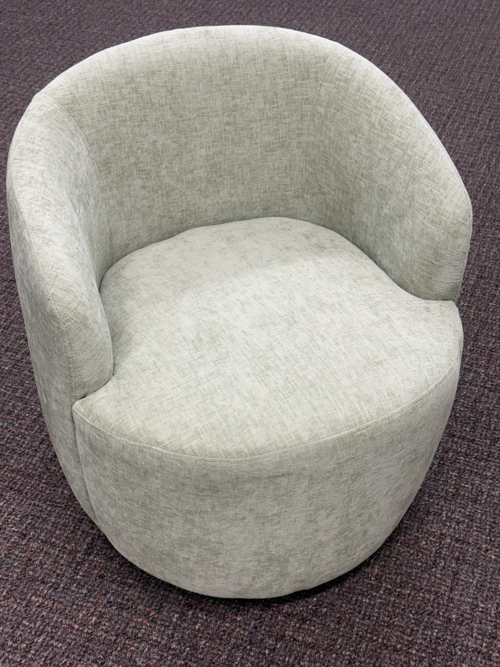KINWELL Boucle Upholstered Swivel Barrel Armchair - Light Green / Sage
