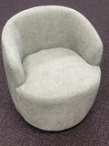 KINWELL Boucle Upholstered Swivel Barrel Armchair - Light Green / Sage