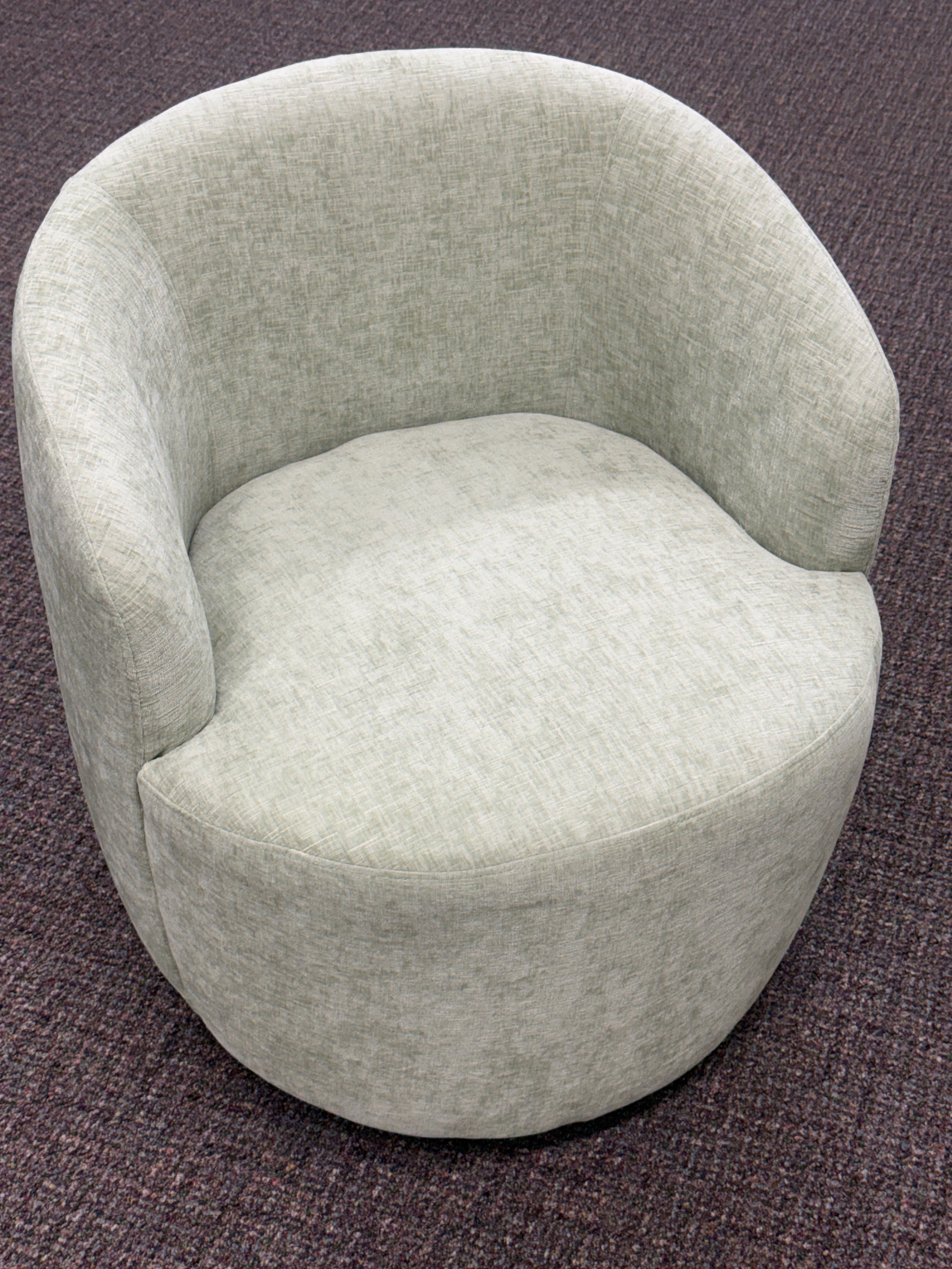 KINWELL Boucle Upholstered Swivel Barrel Armchair - Light Green / Sage