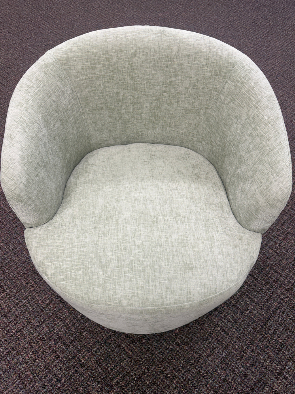 KINWELL Boucle Upholstered Swivel Barrel Armchair - Light Green / Sage