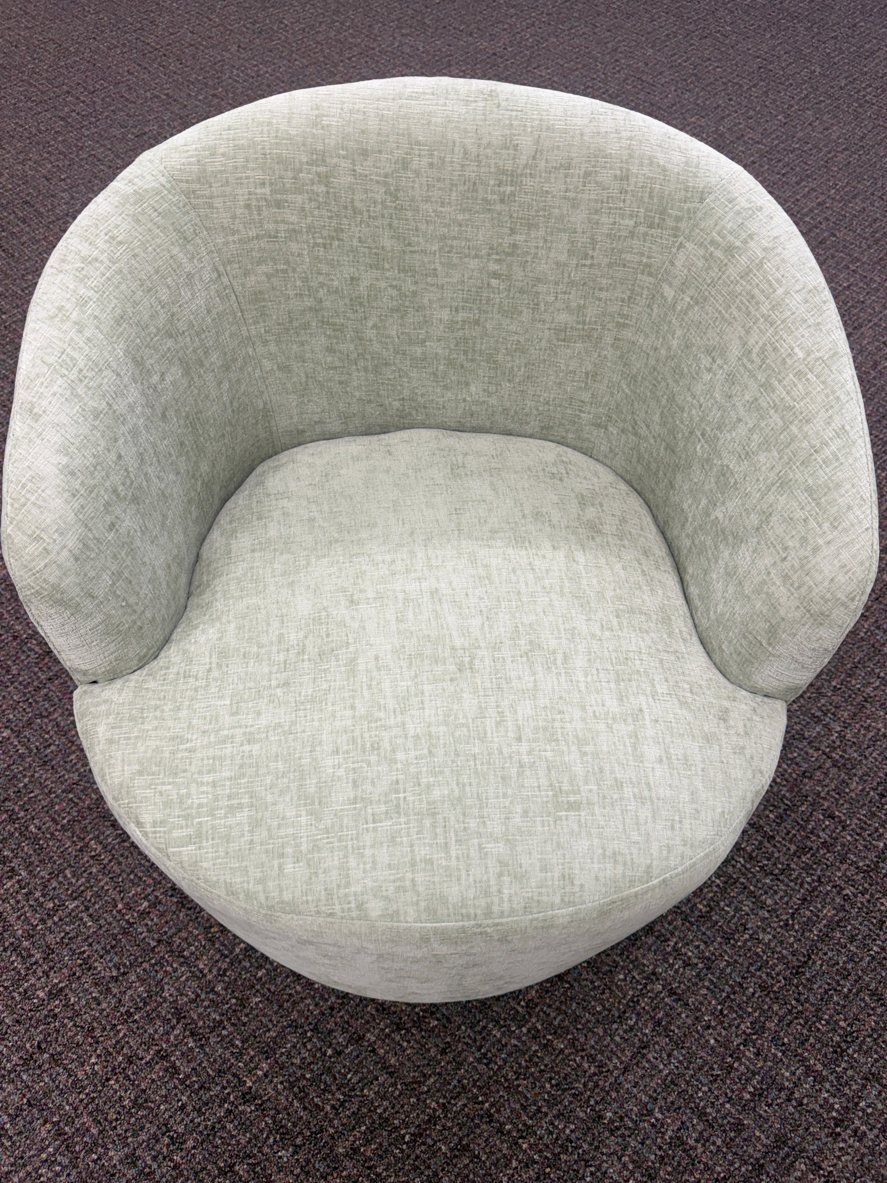 KINWELL Boucle Upholstered Swivel Barrel Armchair - Light Green / Sage