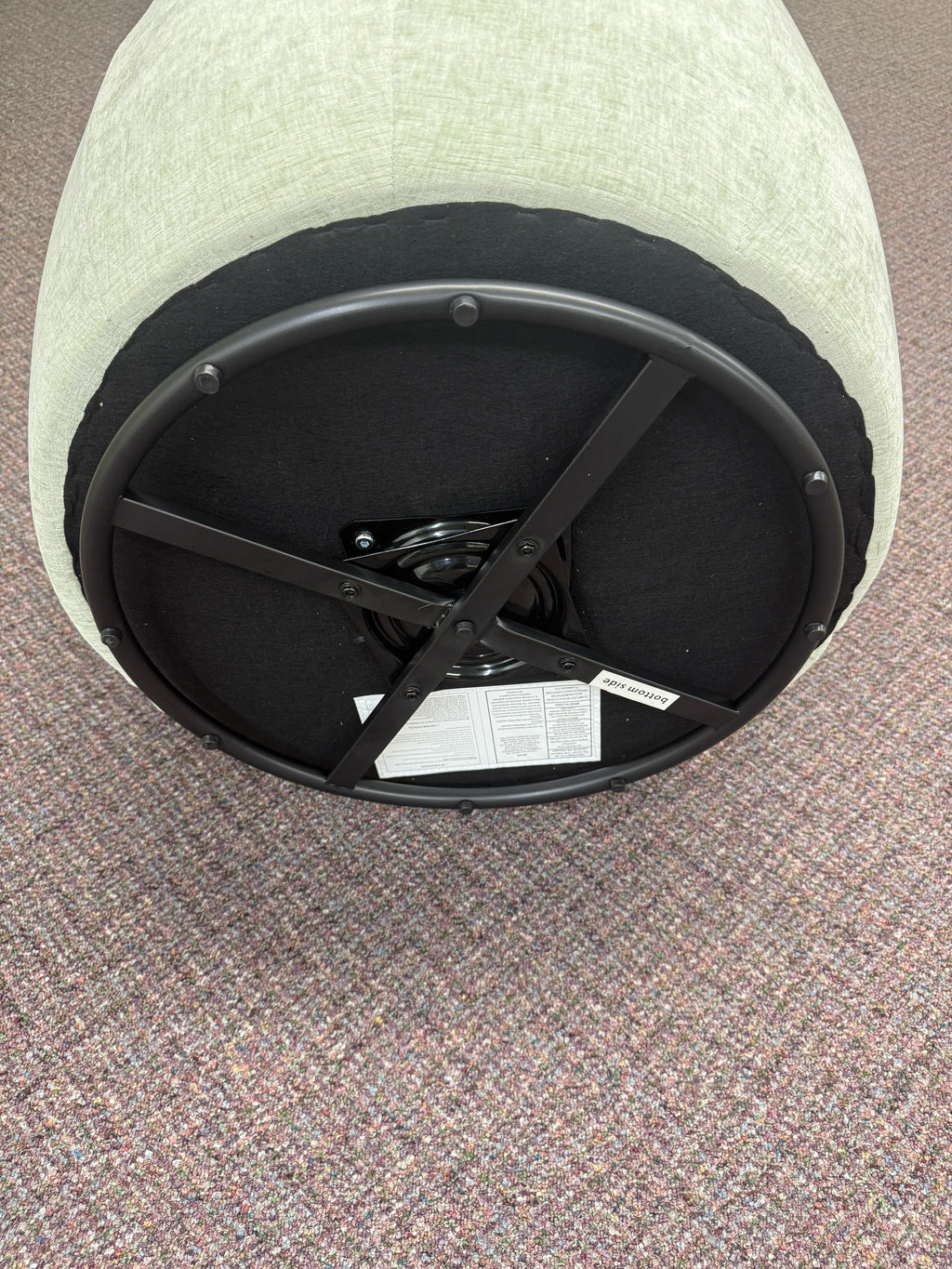 KINWELL Boucle Upholstered Swivel Barrel Armchair - Light Green / Sage