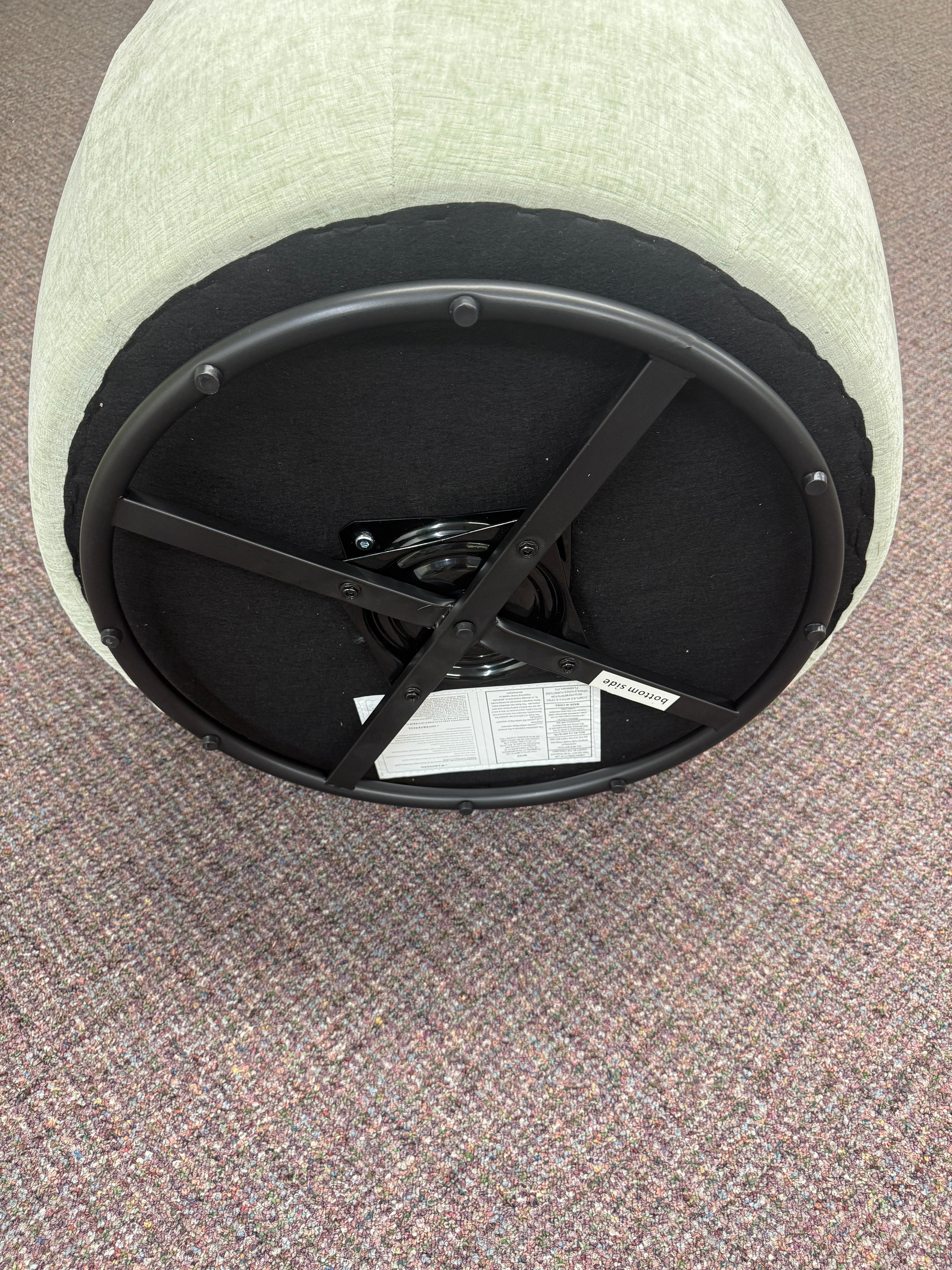KINWELL Boucle Upholstered Swivel Barrel Armchair - Light Green / Sage