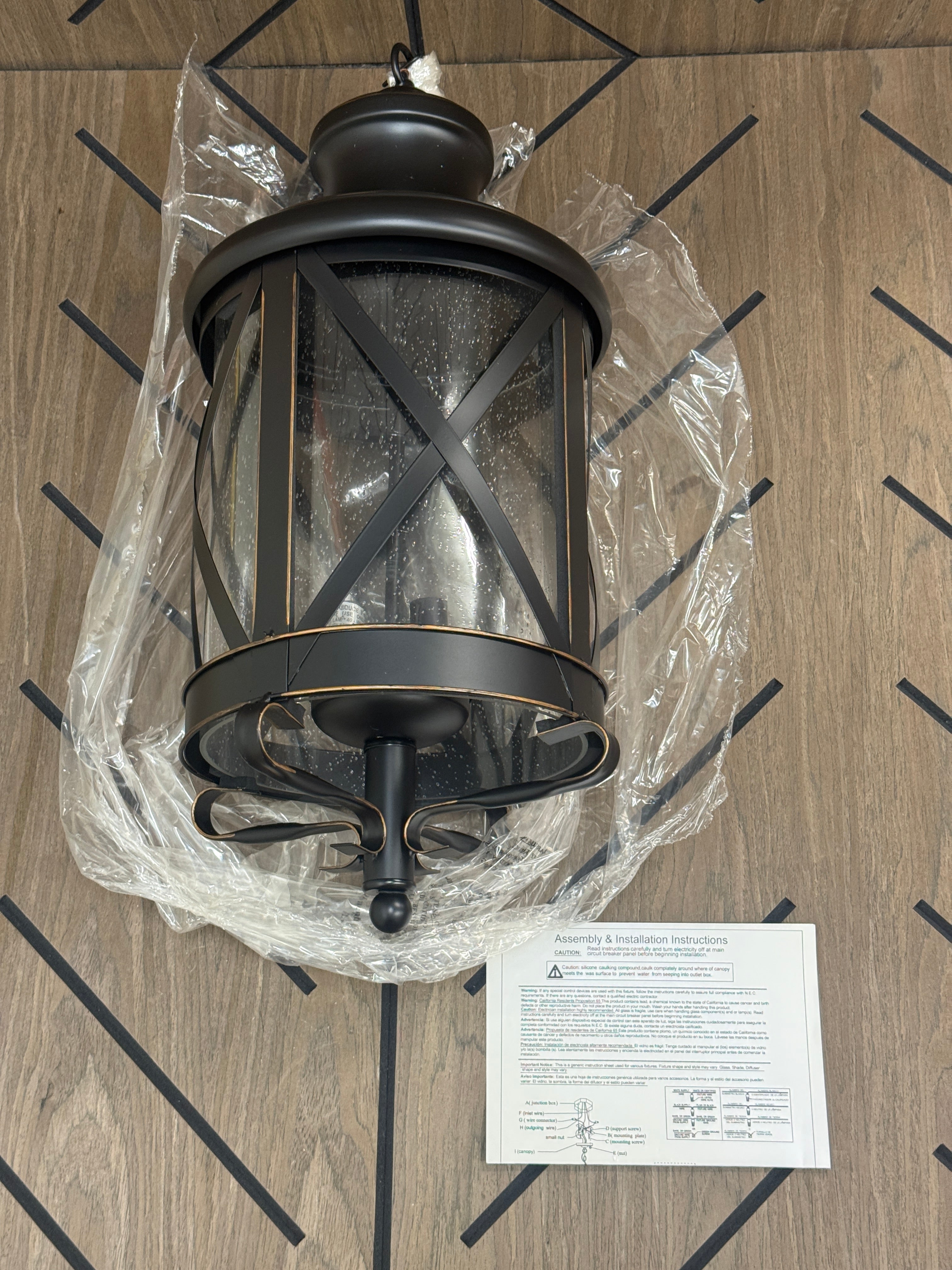 Trans Globe 4-Light Outdoor Hanging Lantern Oil Rubbed Bronze
