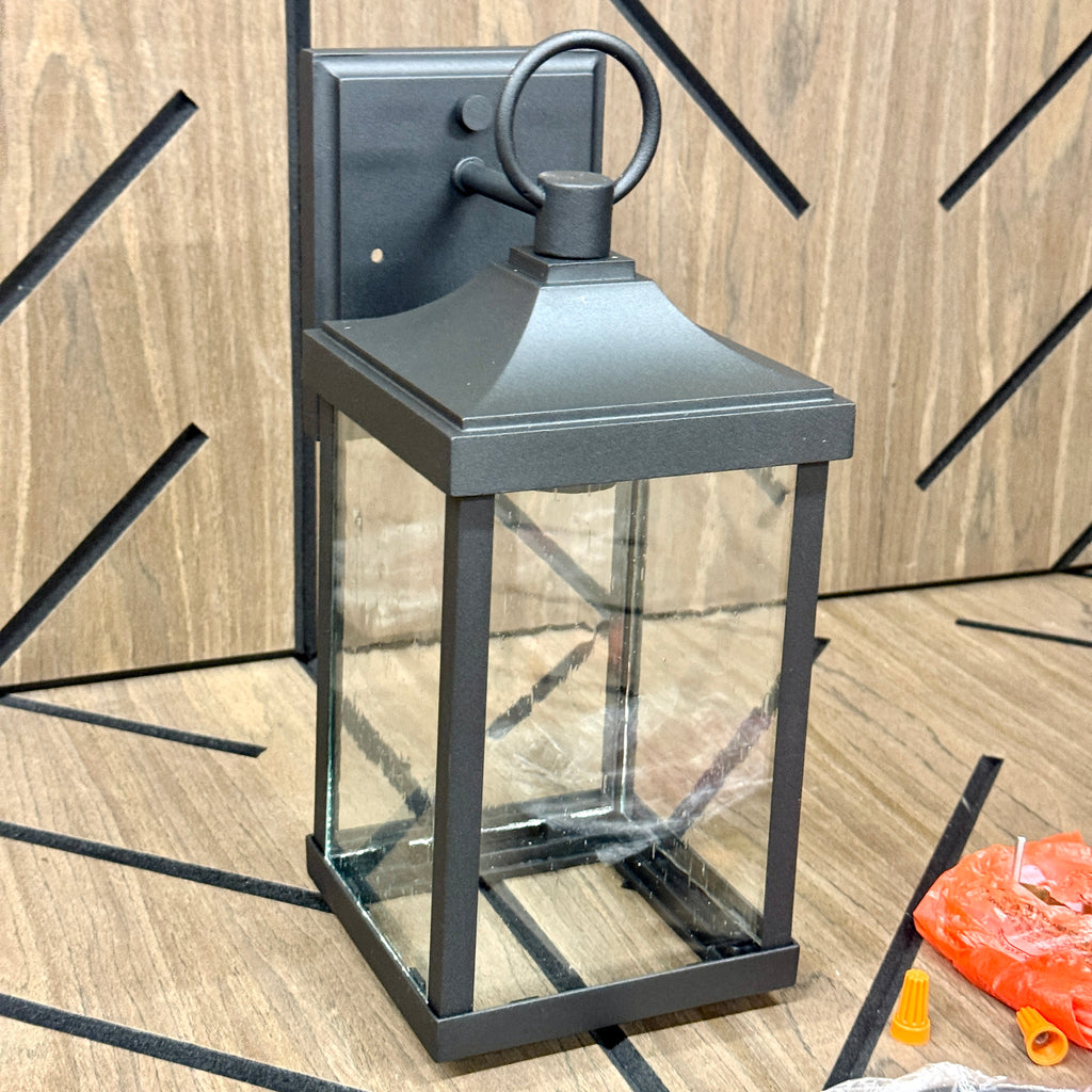 Progress Lighting Park Court Outdoor Wall Lantern – Black Seeded Glass
