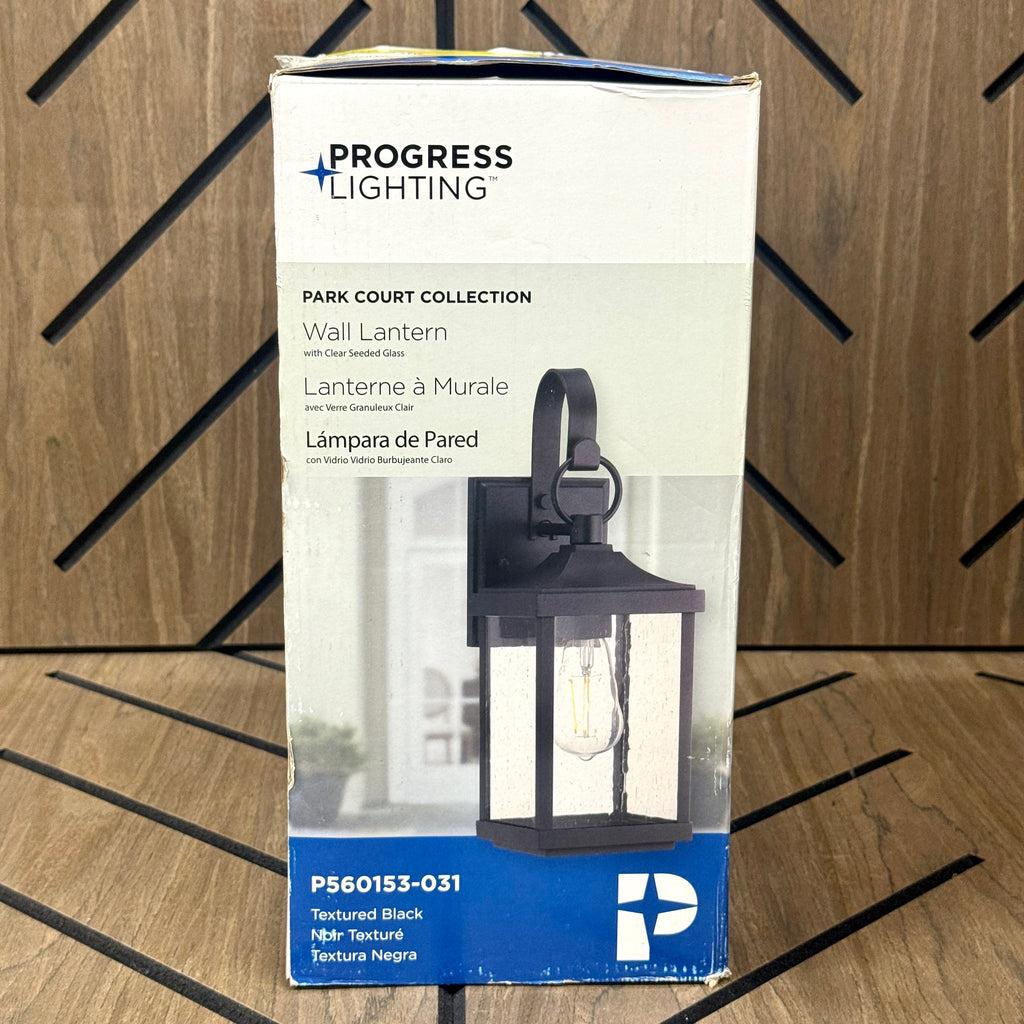 Progress Lighting Park Court Outdoor Wall Lantern – Black Seeded Glass
