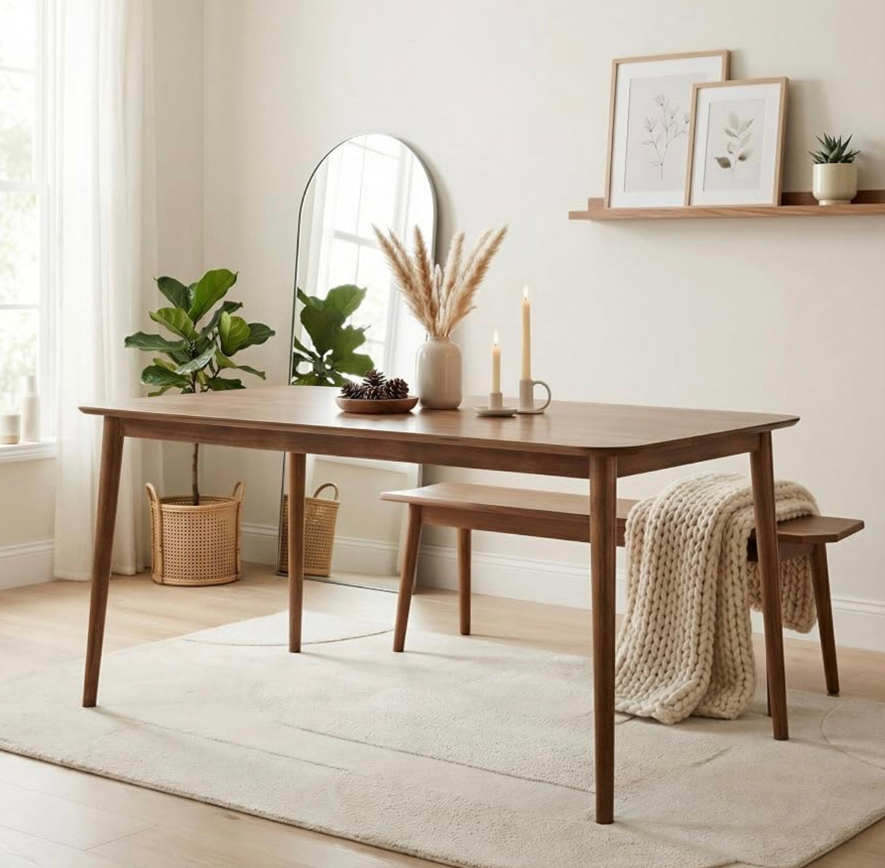 Lynton Large Walnut Solid Wood Dining Table 64 x 40