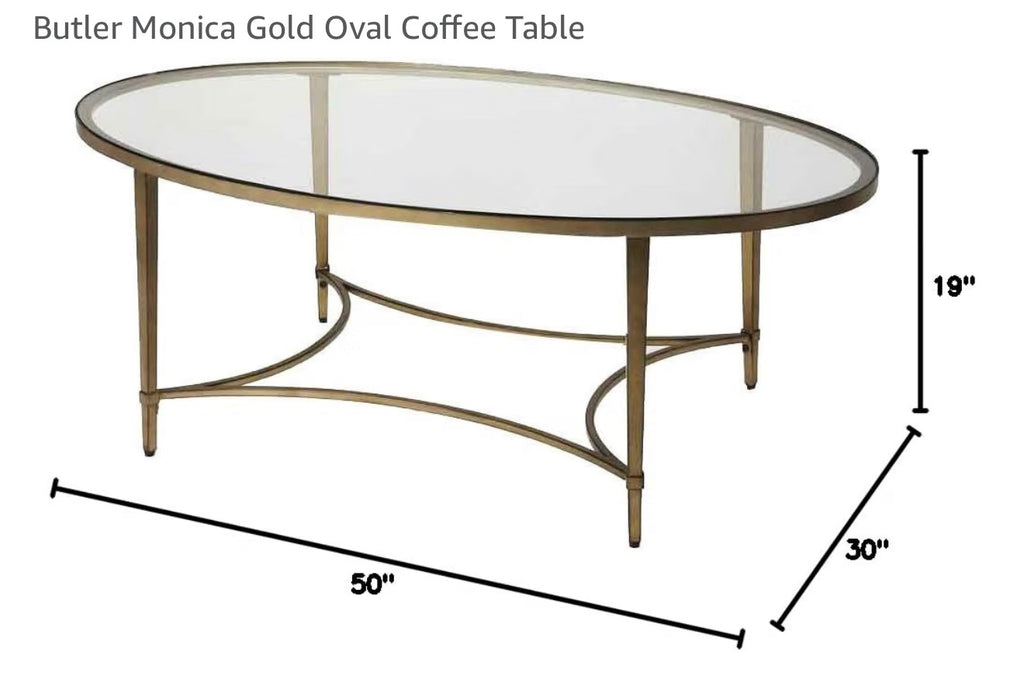Butler Monica Gold Oval Glass Coffee Table 50 in