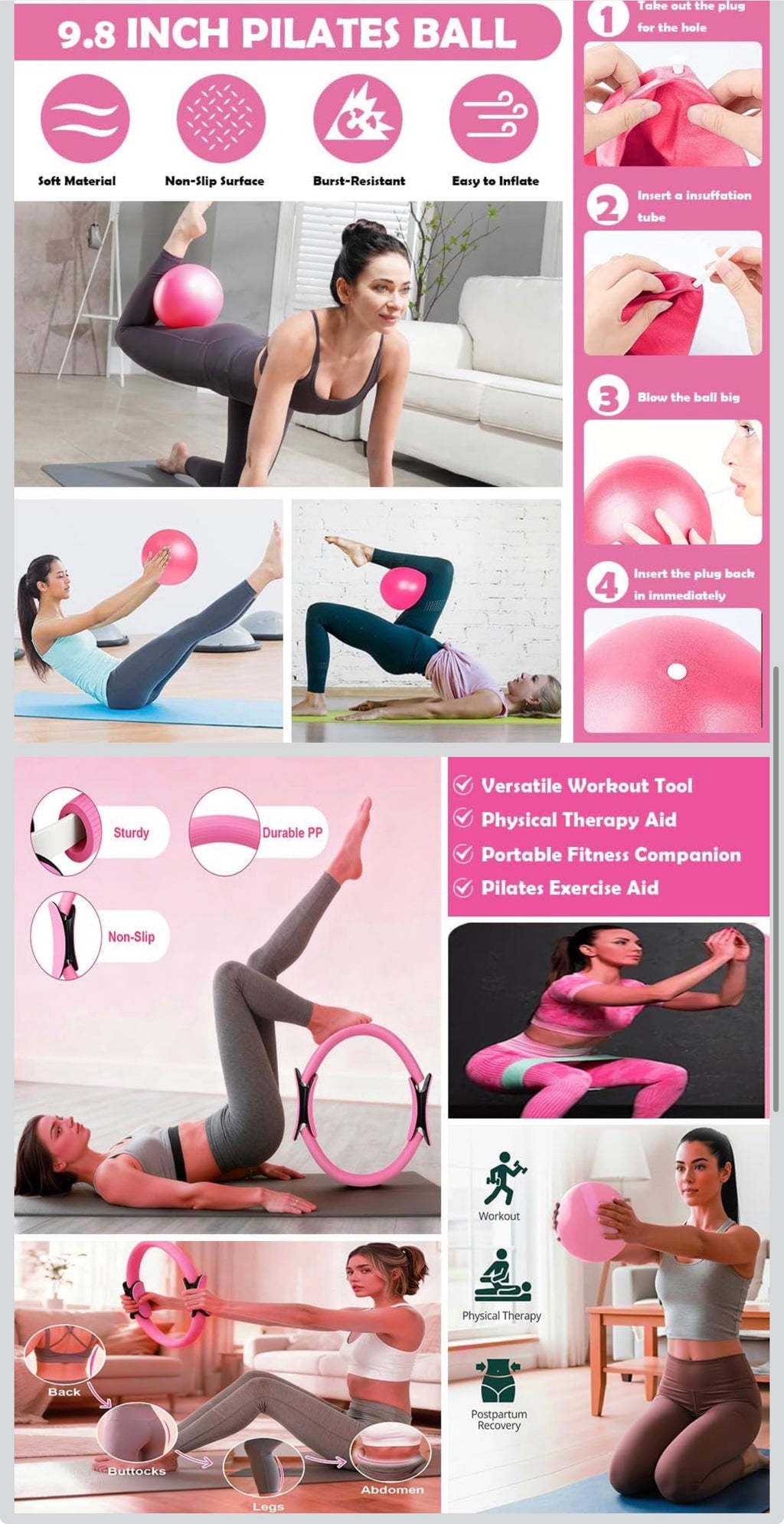 Full Home Workout Kit (Pilates Ring + Bands + Ball) – Brand New