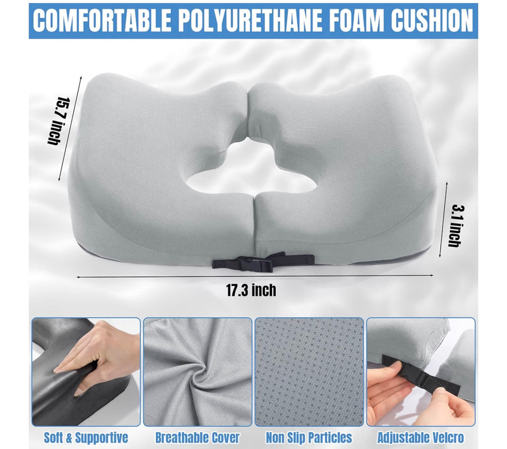 Memory Foam Tailbone Seat Cushion – Back Pain Relief (Brand New)