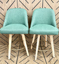 Set of 2 Green Upholstered Swivel Counter Stools 26in